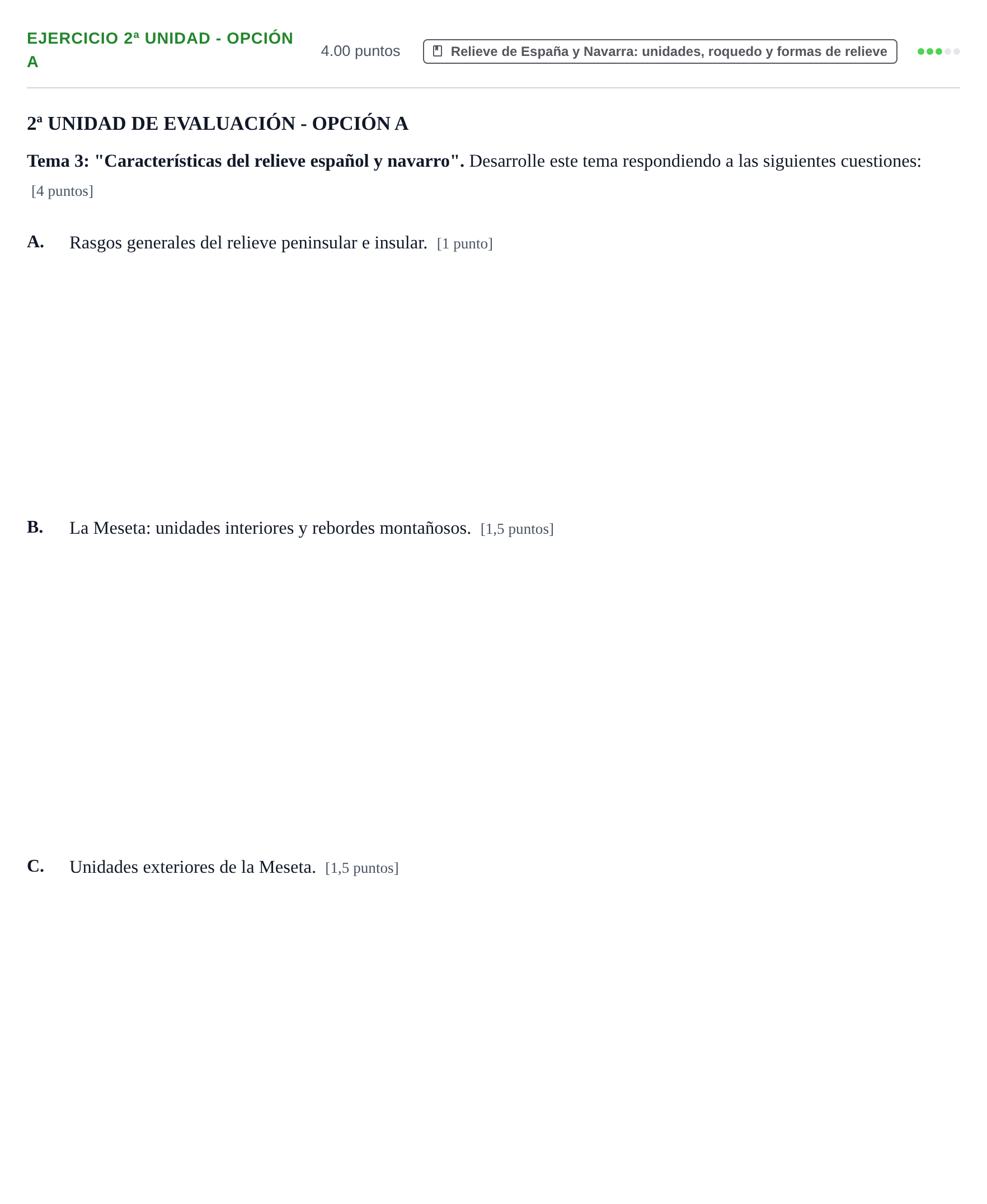 Enunciado: Ejercicio 2ª Unidad - Opción A · Geografía PAU Navarra Ordinaria 2024