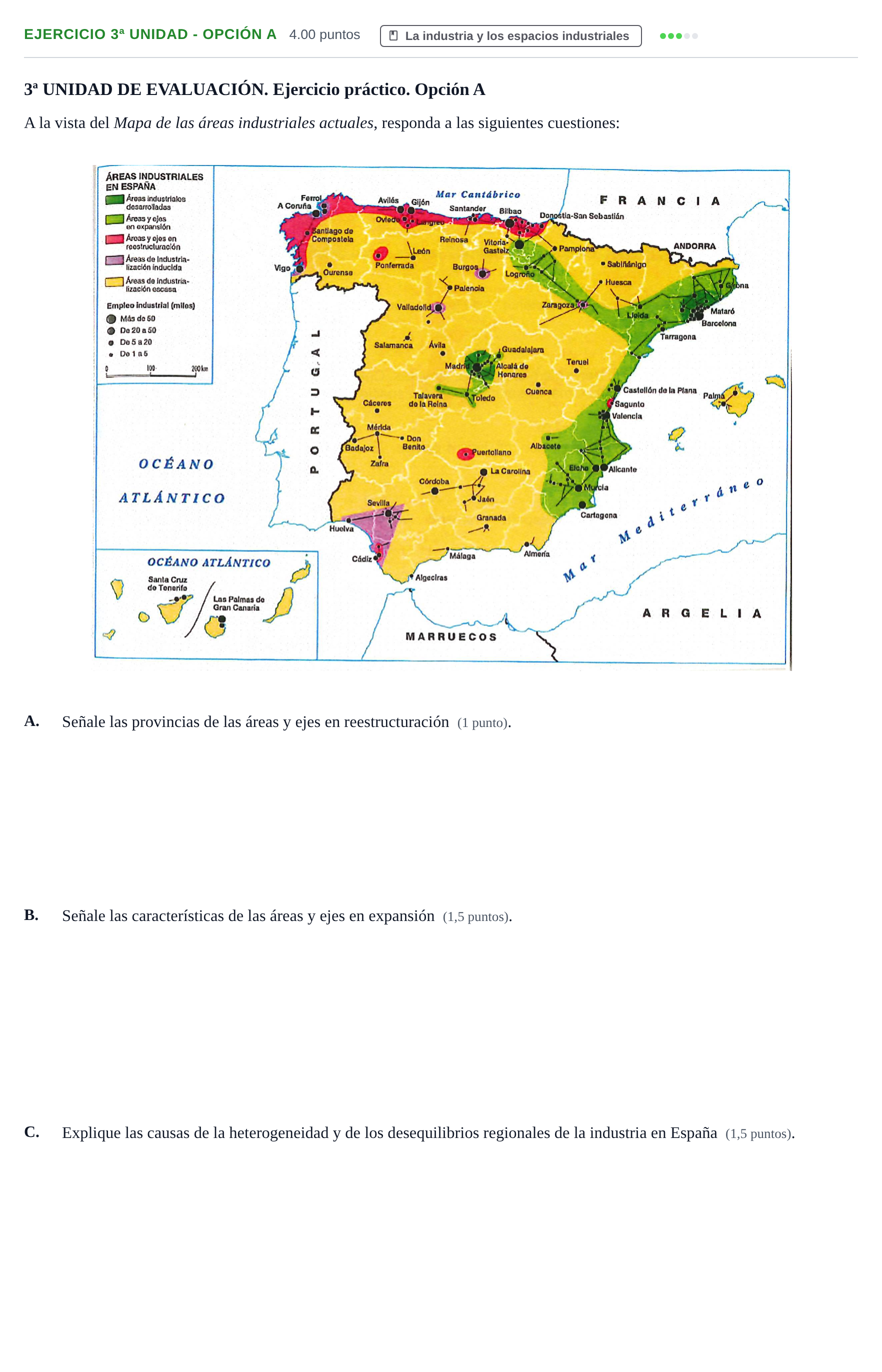 Enunciado: Ejercicio 3ª Unidad - Opción A · Geografía PAU Navarra Ordinaria 2024