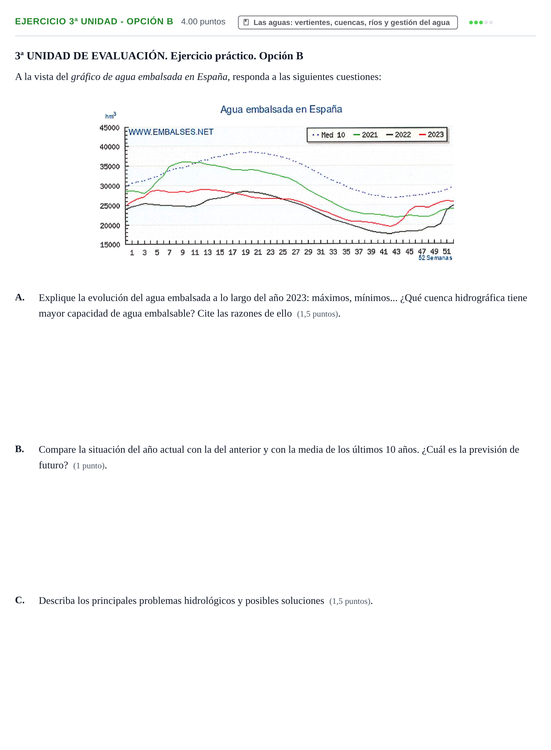 Enunciado: Ejercicio 3ª Unidad - Opción B · Geografía PAU Navarra Ordinaria 2024