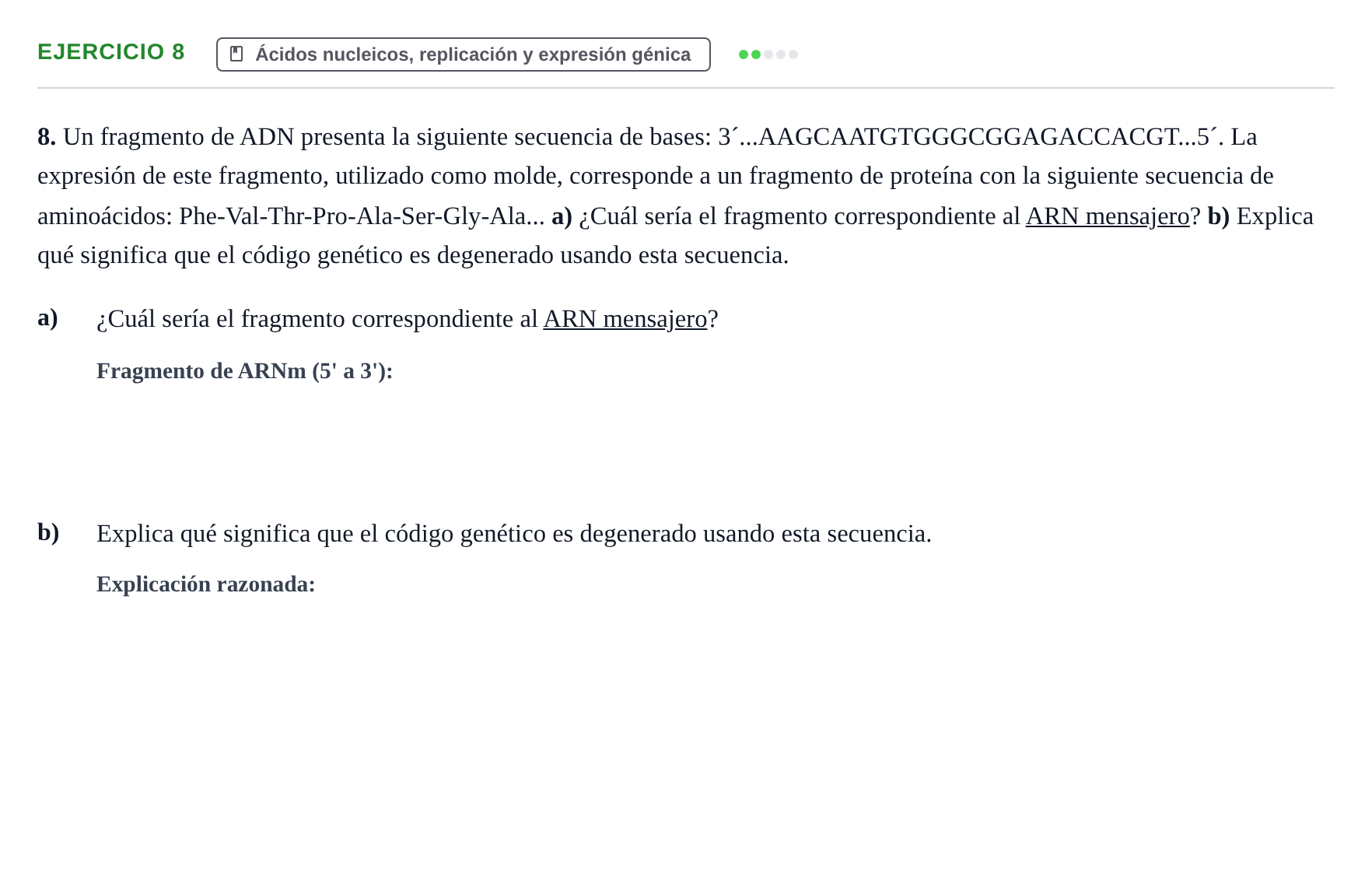 Enunciado: Problema 8 · Biología PAU Navarra Ordinaria 2024