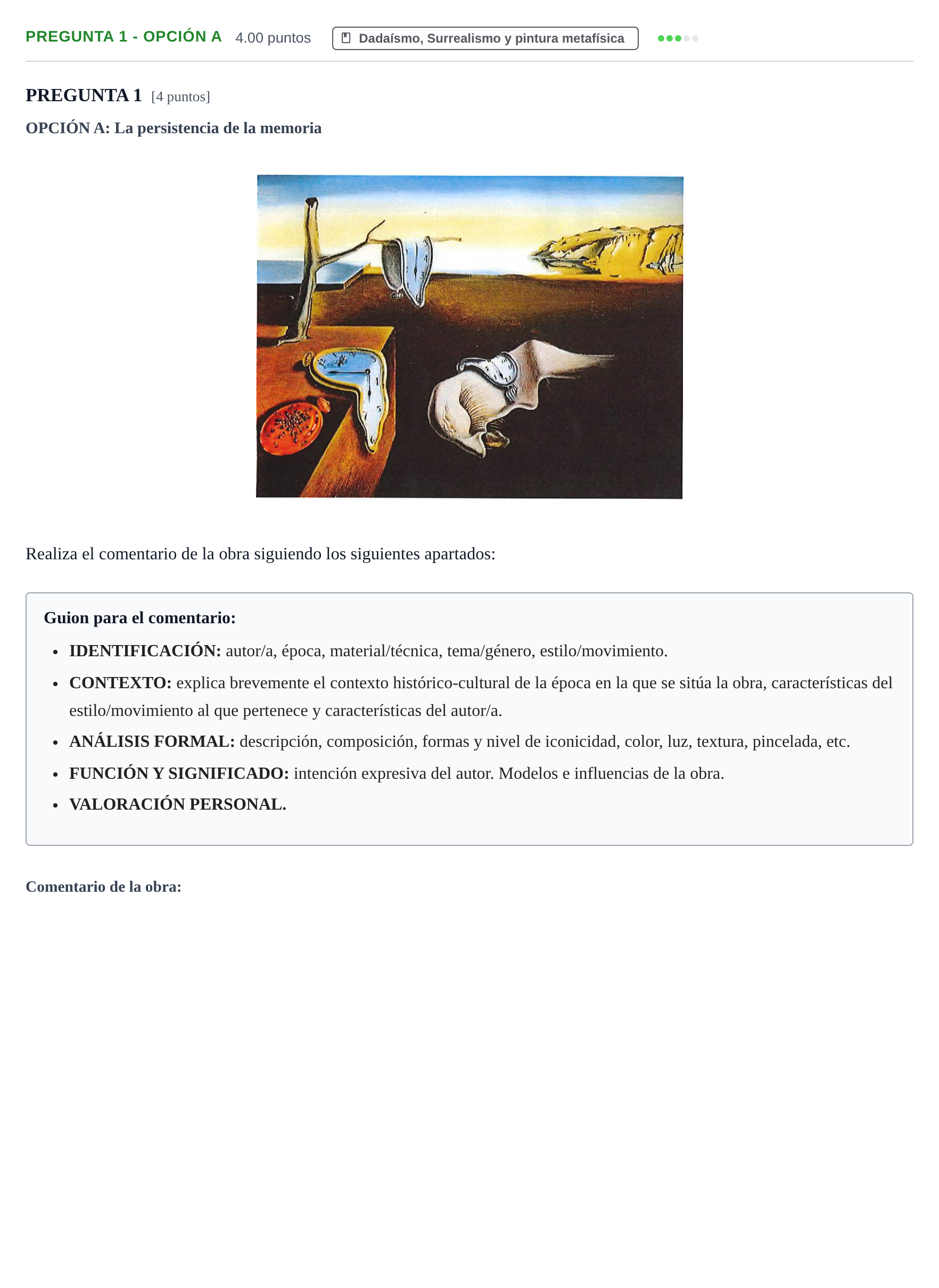 Enunciado: Pregunta 1 - Opción A · Fundamentos Artísticos PAU Navarra Ordinaria 2024