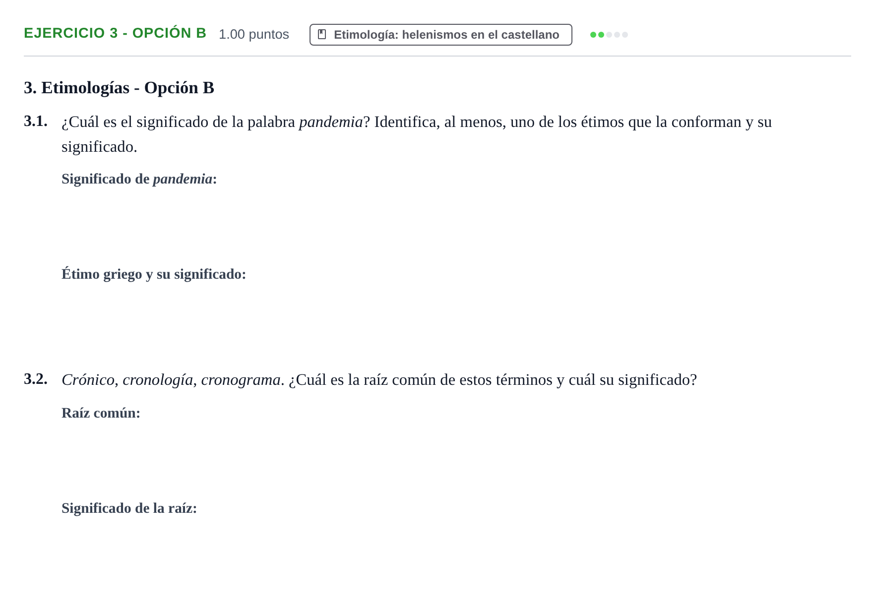Enunciado: Ejercicio 3 - Opción B · Griego II PAU Navarra Ordinaria 2024