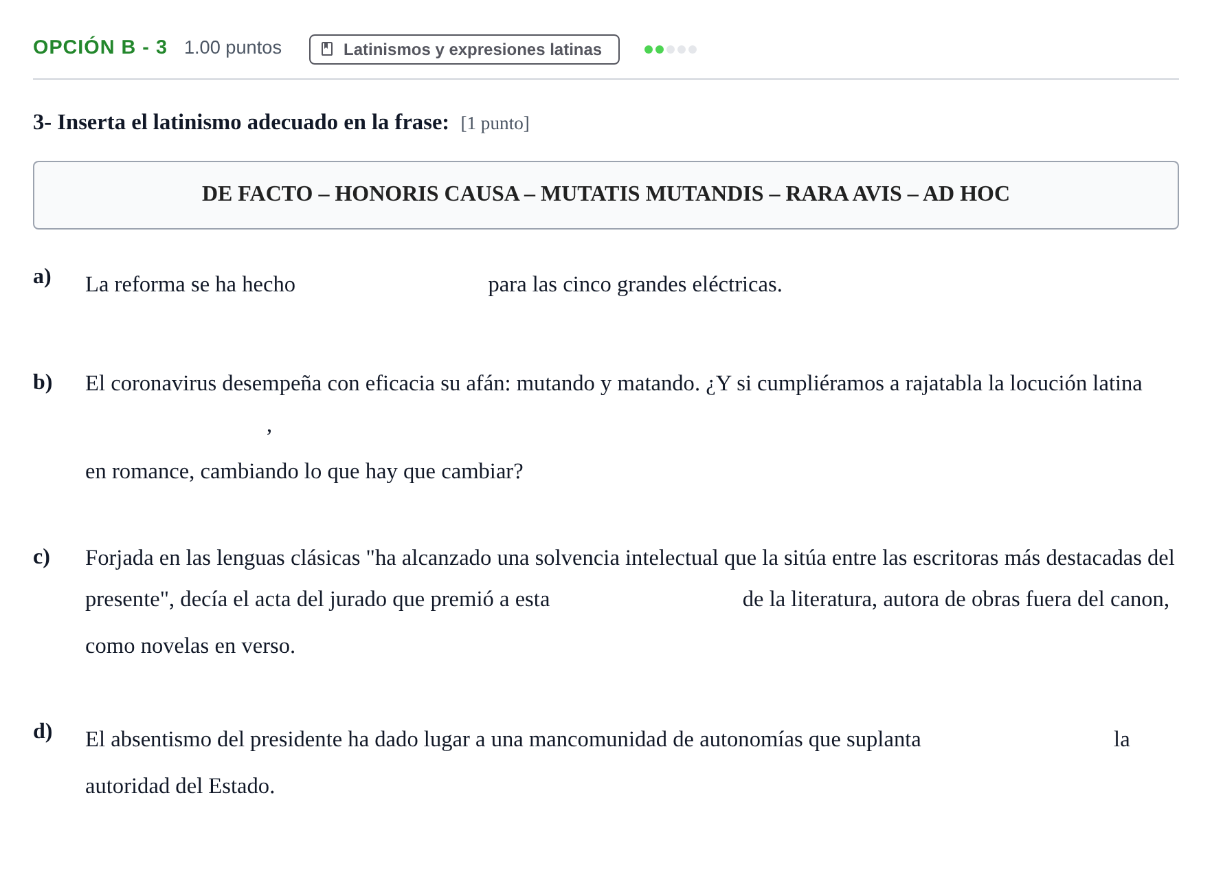 Enunciado: Opción B - 3 · Latín II PAU Navarra Ordinaria 2024