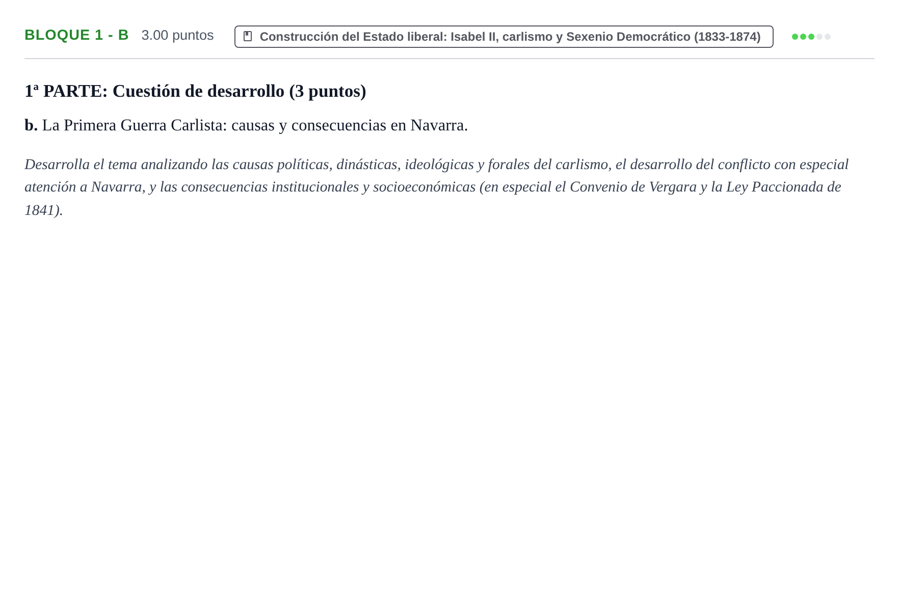 Enunciado: Bloque 1 - b · Historia de España PAU Navarra Ordinaria 2024