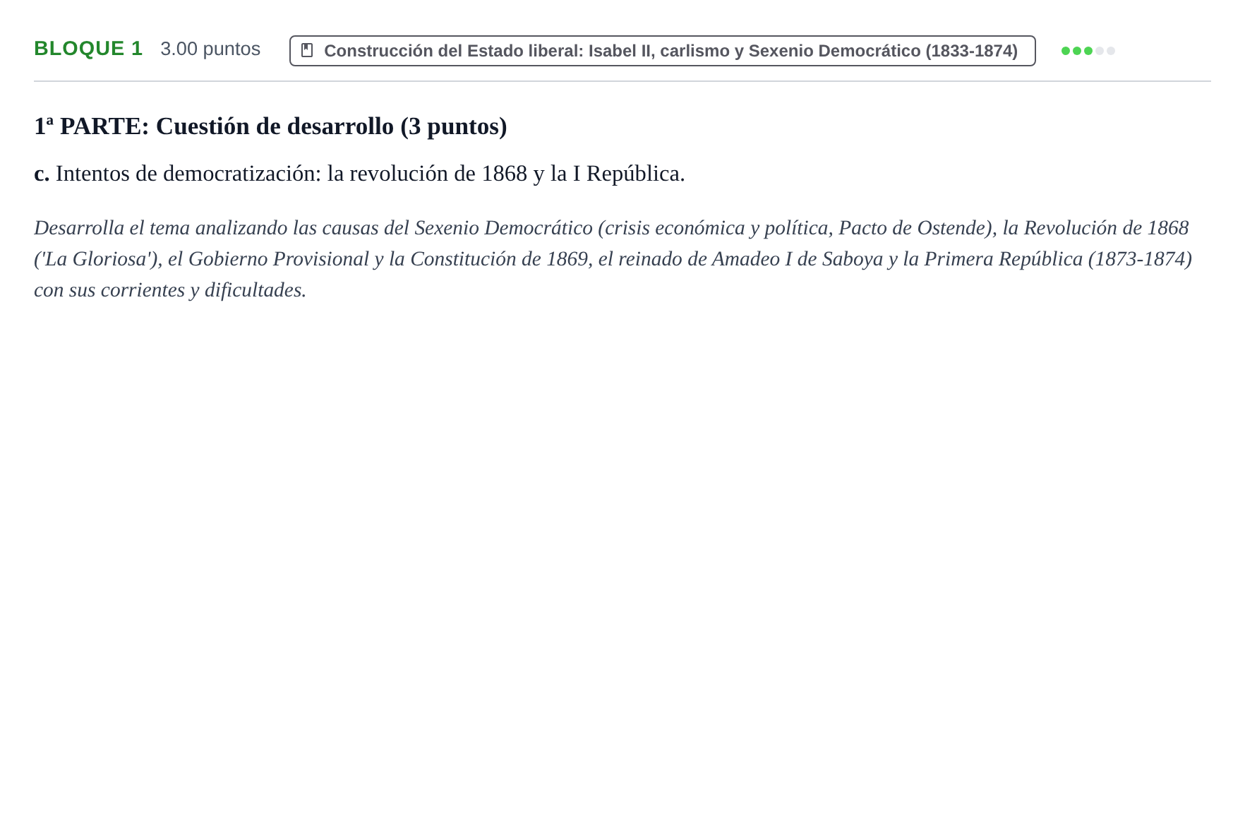 Enunciado: Bloque 1 - c · Historia de España PAU Navarra Ordinaria 2024