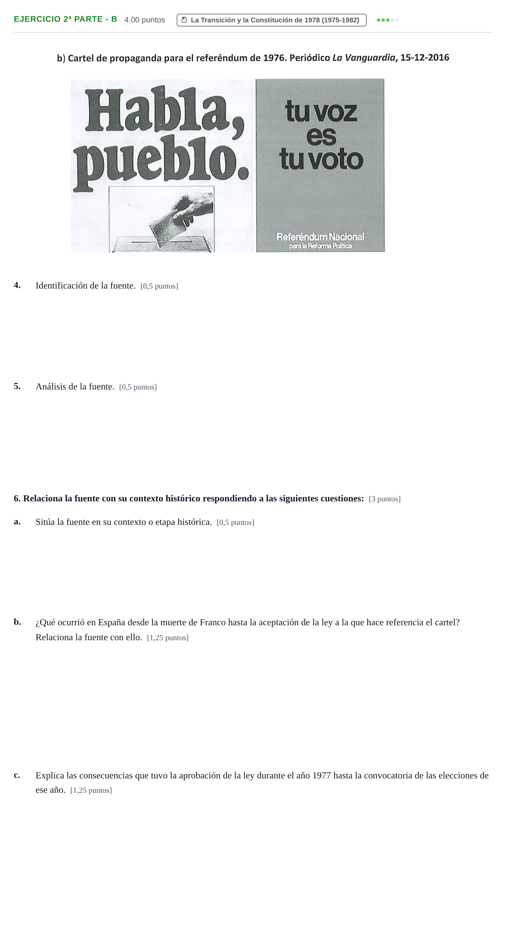 Enunciado: Ejercicio 2ª Parte - b · Historia de España PAU Navarra Ordinaria 2024