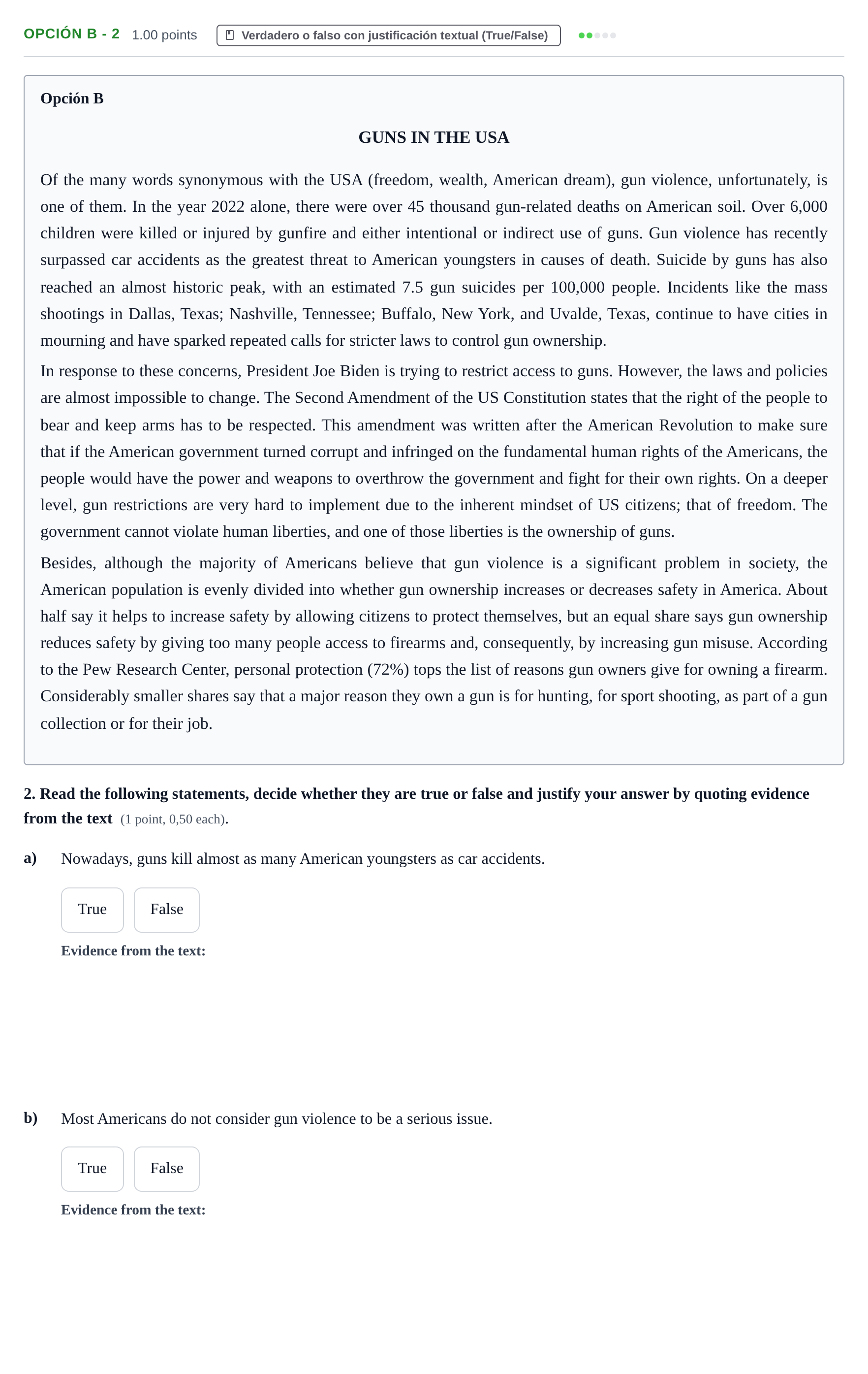 Enunciado: Opción B - 2 · Inglés PAU Navarra Ordinaria 2024