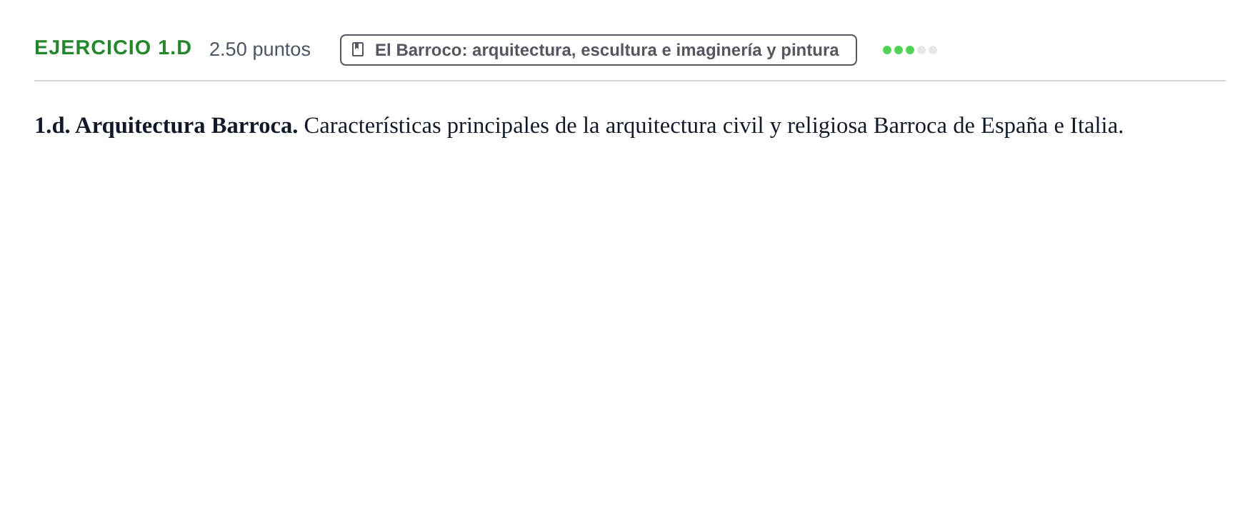 Enunciado: Ejercicio 1.d · Historia del Arte PAU Navarra Ordinaria 2024