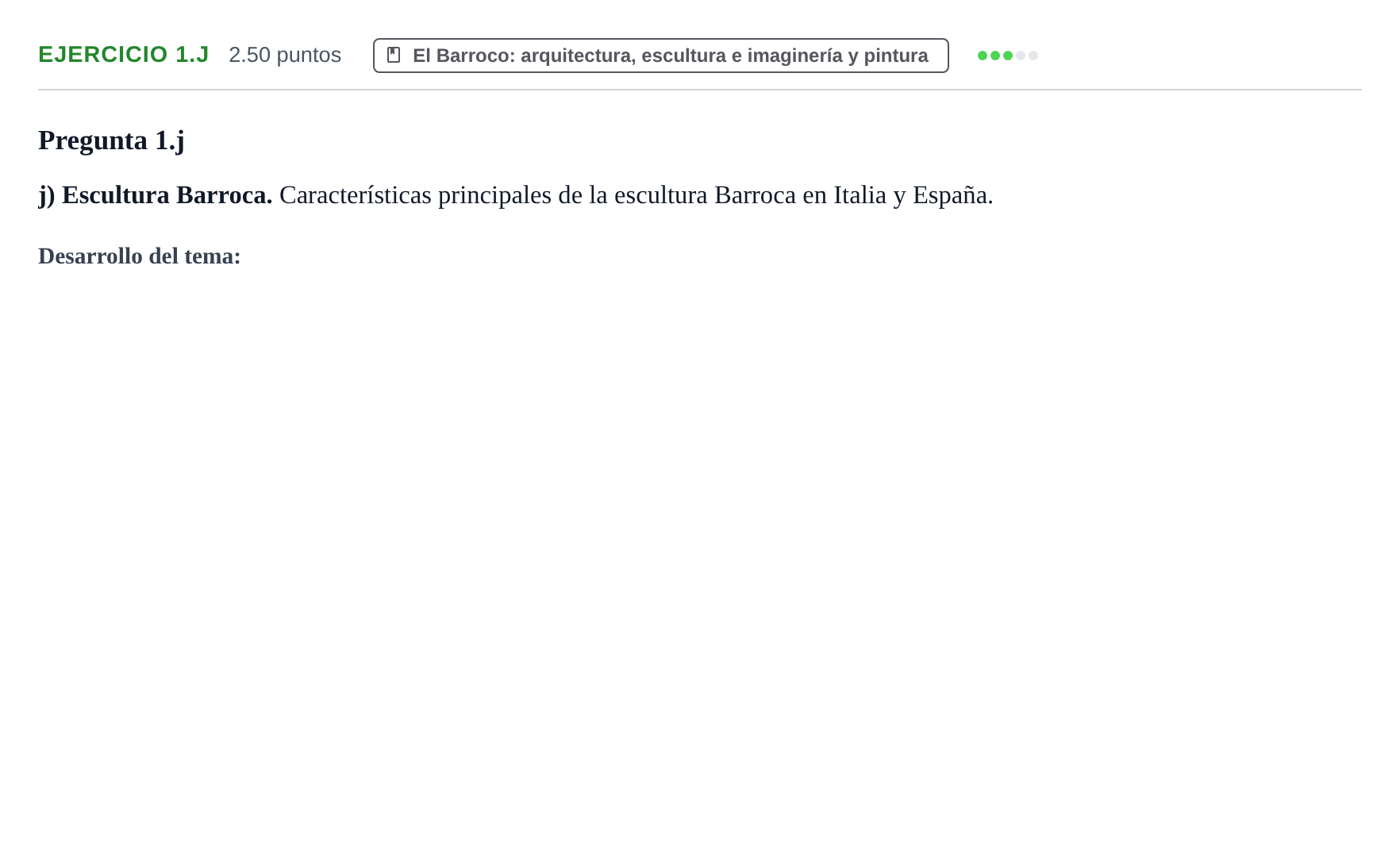 Enunciado: Ejercicio 1.j · Historia del Arte PAU Navarra Ordinaria 2024