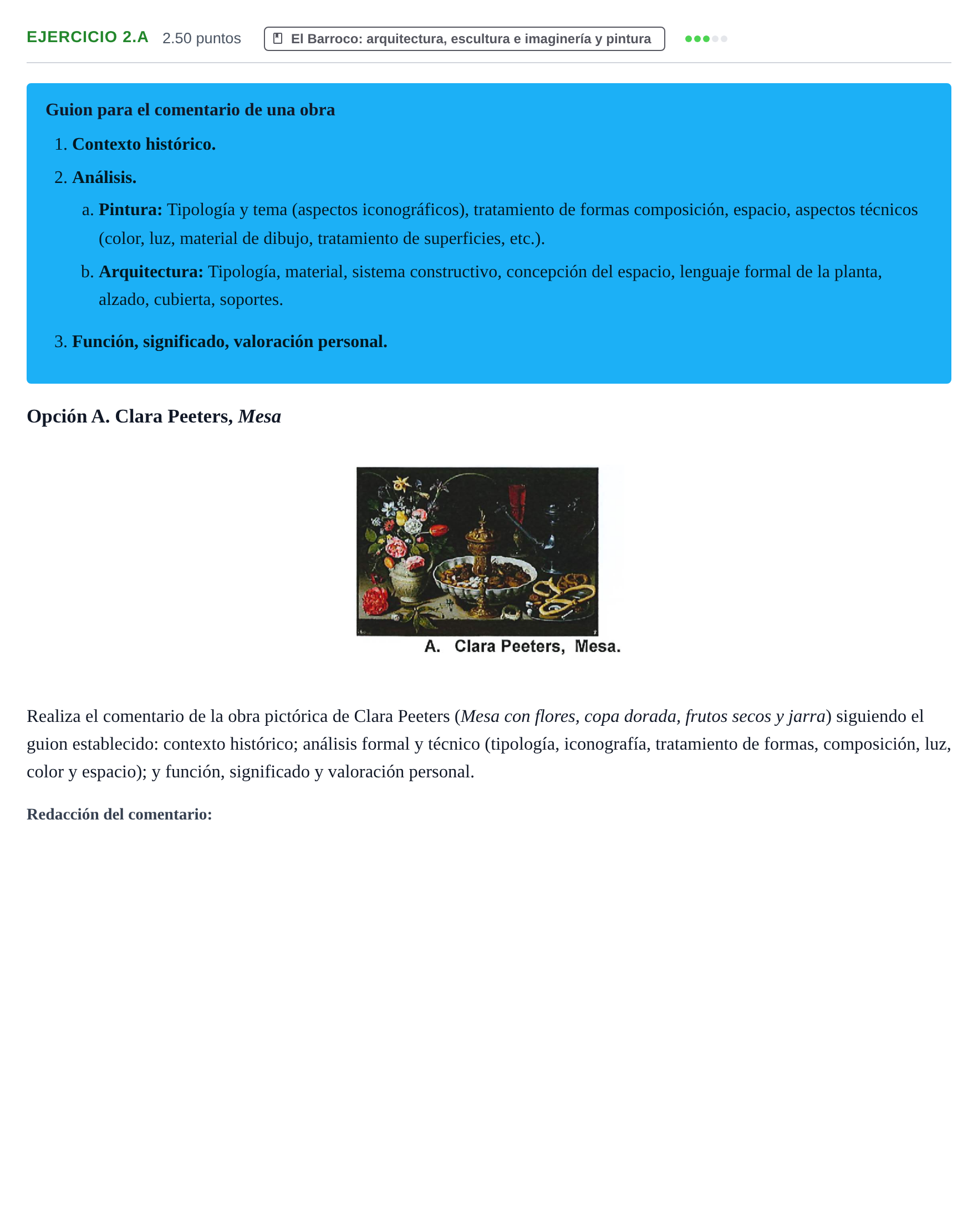 Enunciado: Ejercicio 2.A · Historia del Arte PAU Navarra Ordinaria 2024