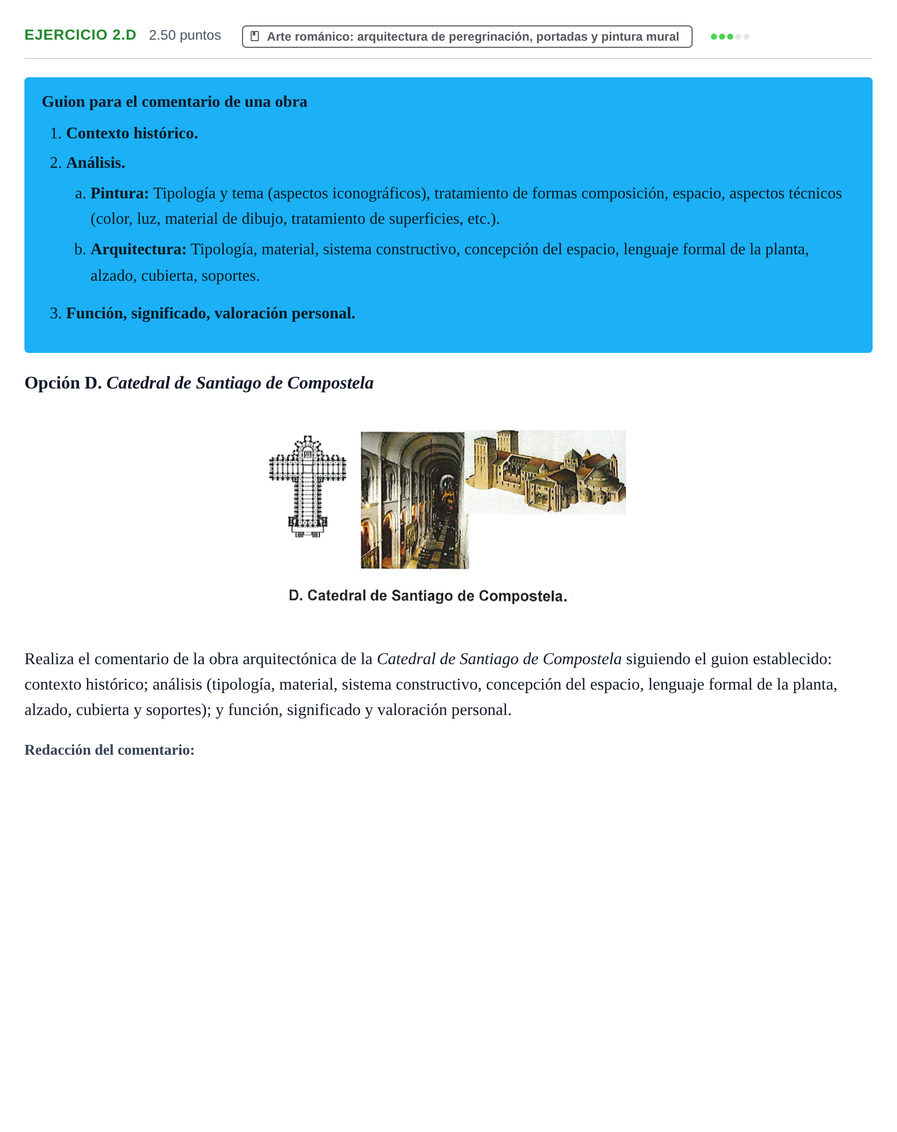 Enunciado: Ejercicio 2.D · Historia del Arte PAU Navarra Ordinaria 2024