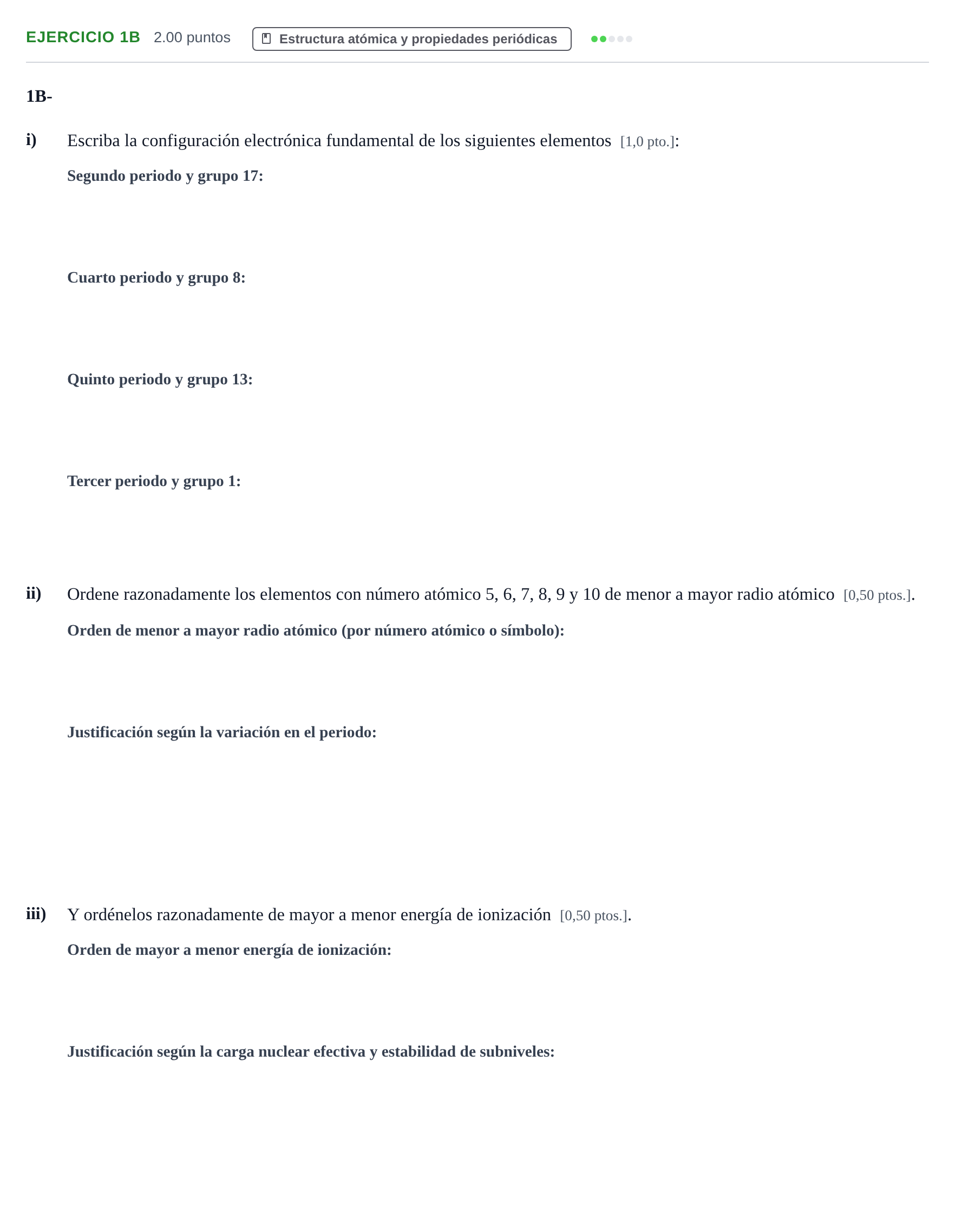 Enunciado: Ejercicio 1B · Química PAU Navarra Ordinaria 2024