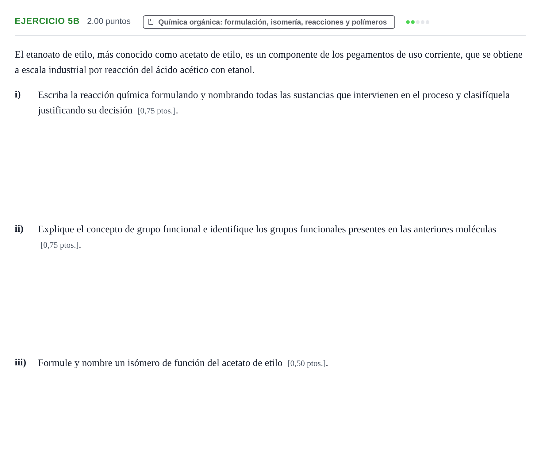 Enunciado: Ejercicio 5B · Química PAU Navarra Ordinaria 2024