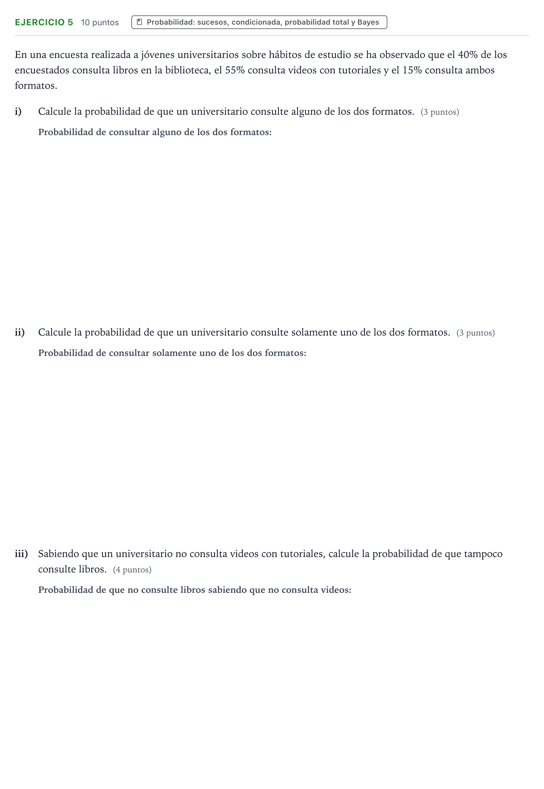 Enunciado: EJERCICIO 5 · Matemáticas aplicadas a las Ciencias Sociales II PAU Navarra Ordinaria 2024