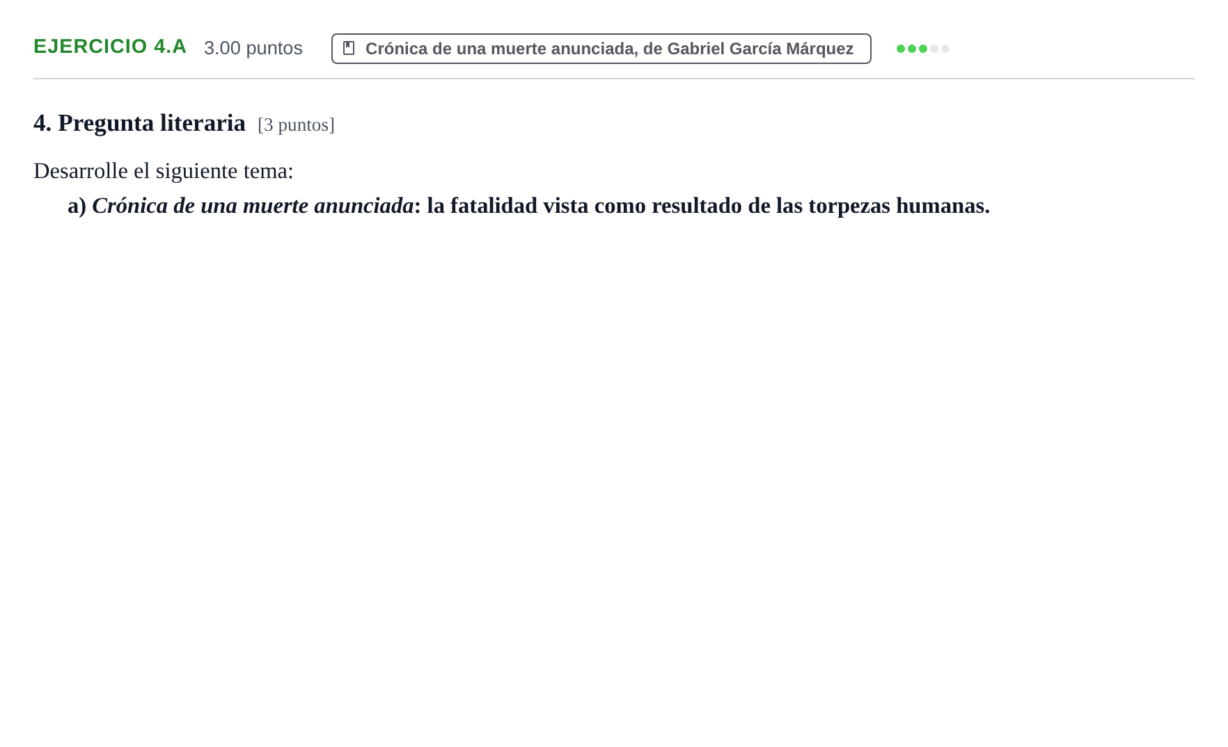 Enunciado: Ejercicio 4.a · Lengua Castellana y Literatura II PAU Navarra Extraordinaria 2024