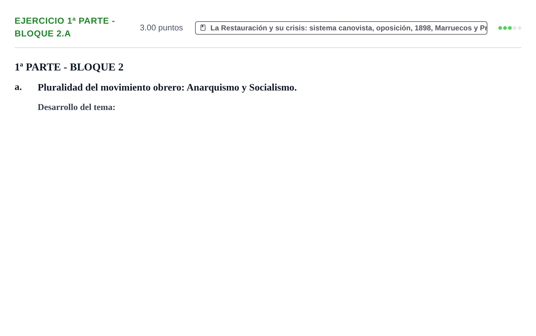 Enunciado: Ejercicio 1ª Parte - Bloque 2.a · Historia de España PAU Navarra Extraordinaria 2024