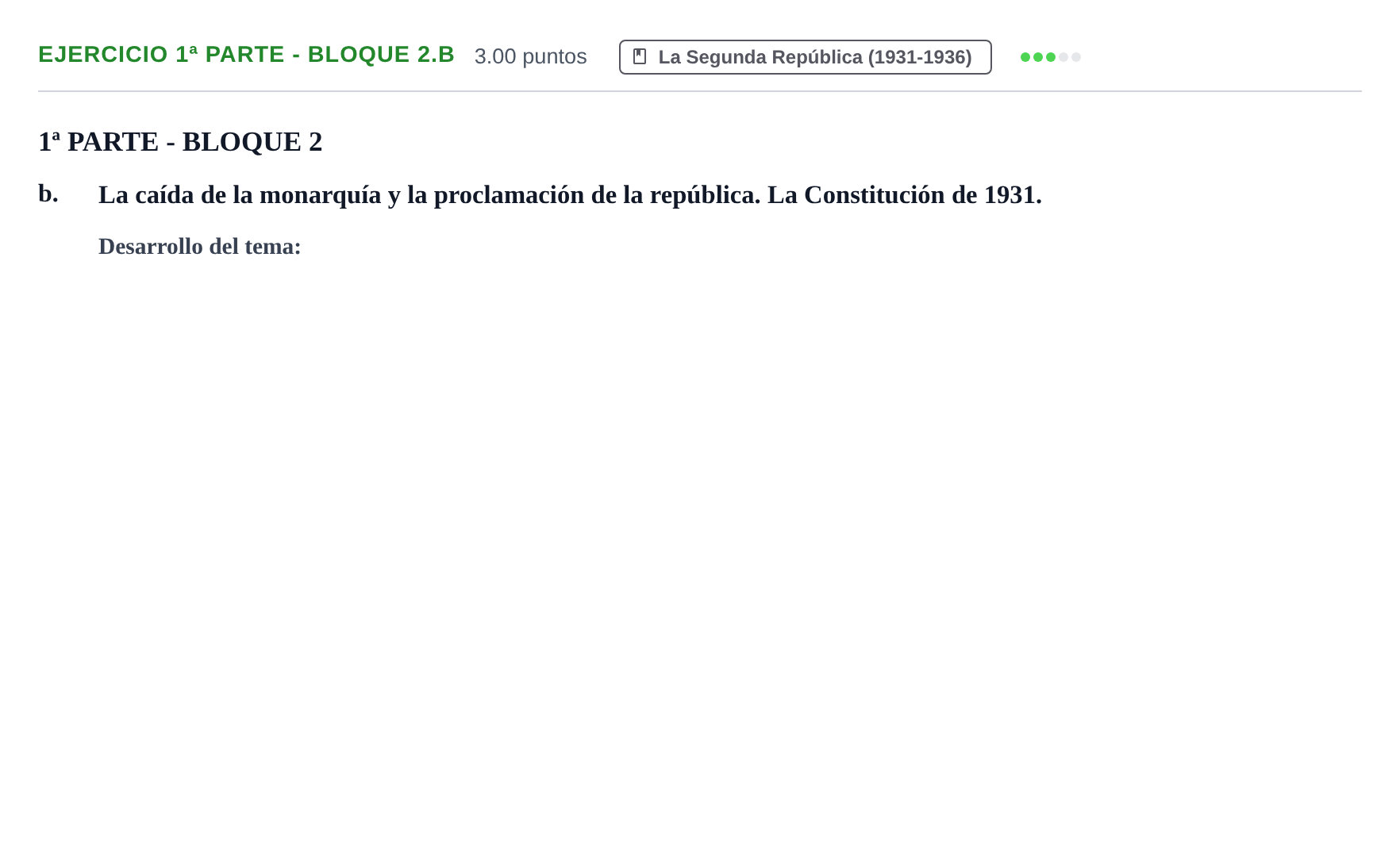Enunciado: Ejercicio 1ª Parte - Bloque 2.b · Historia de España PAU Navarra Extraordinaria 2024