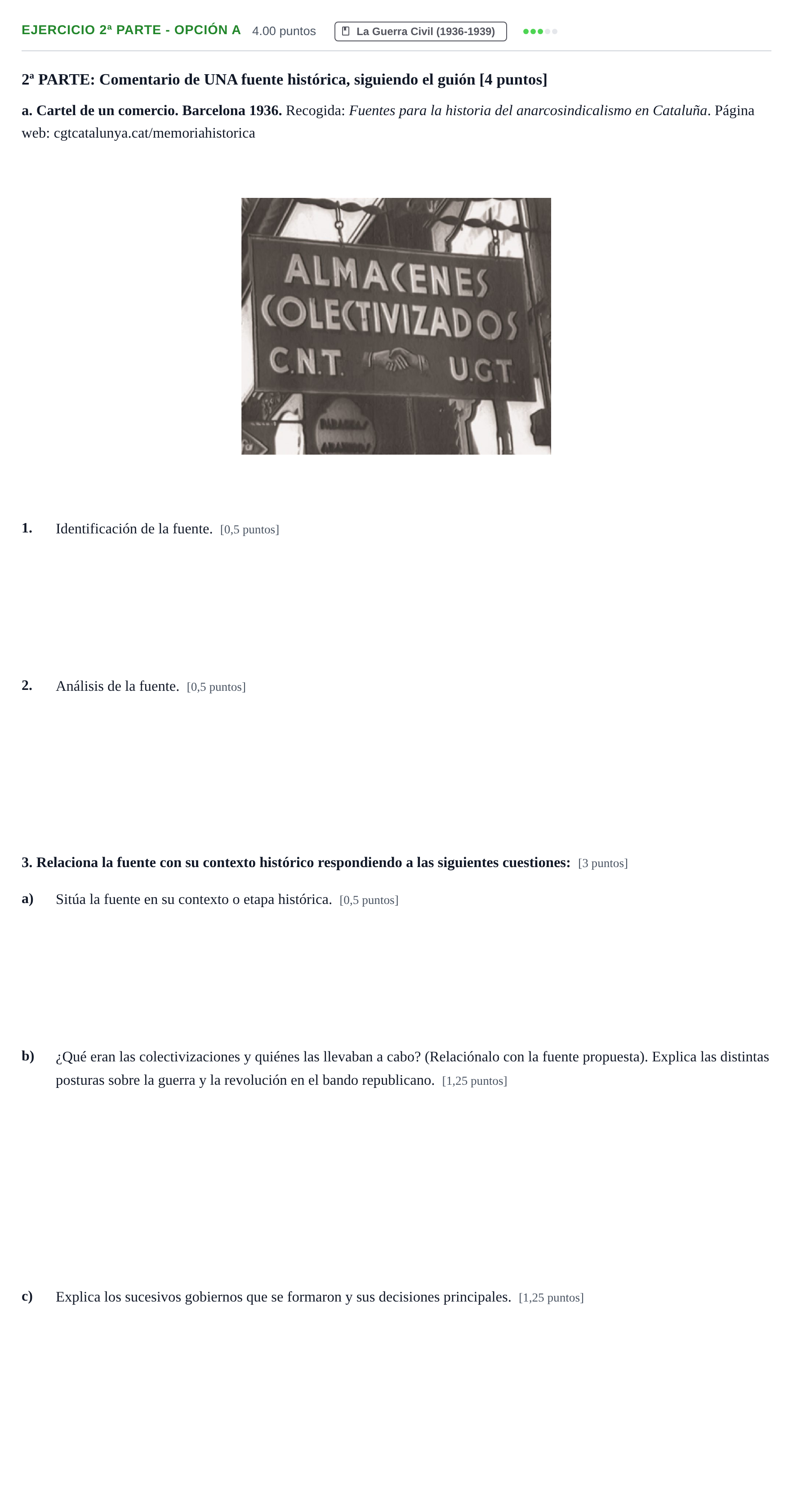 Enunciado: Ejercicio 2ª Parte - Opción a · Historia de España PAU Navarra Extraordinaria 2024