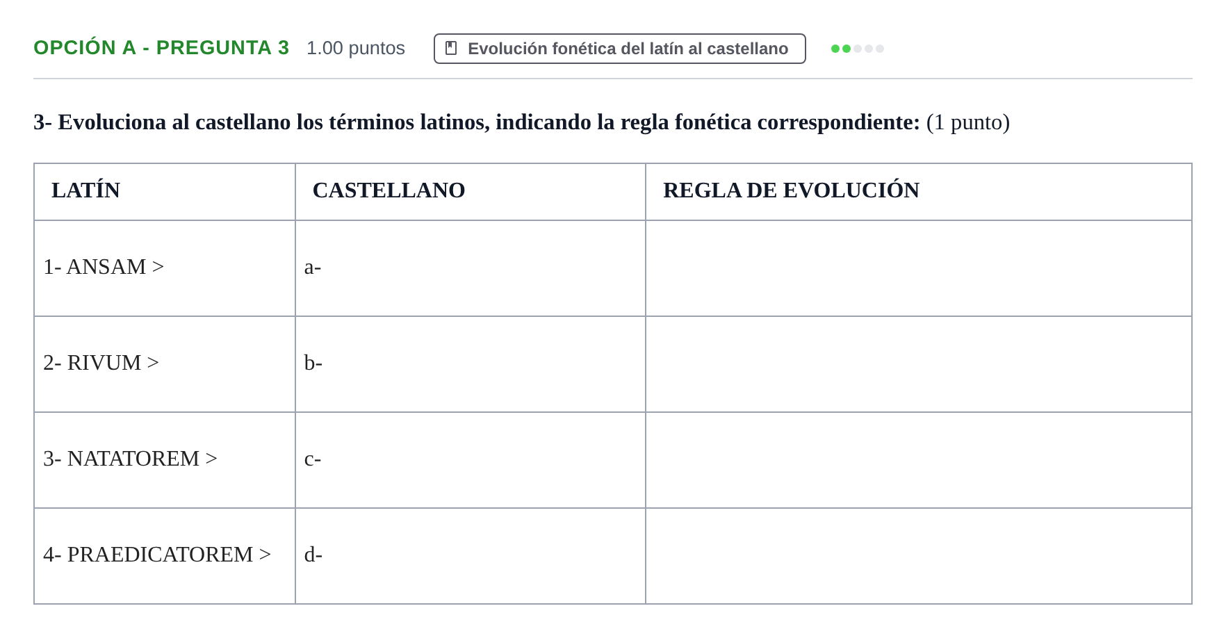 Enunciado: Opción A - Pregunta 3 · Latín II PAU Navarra Extraordinaria 2024