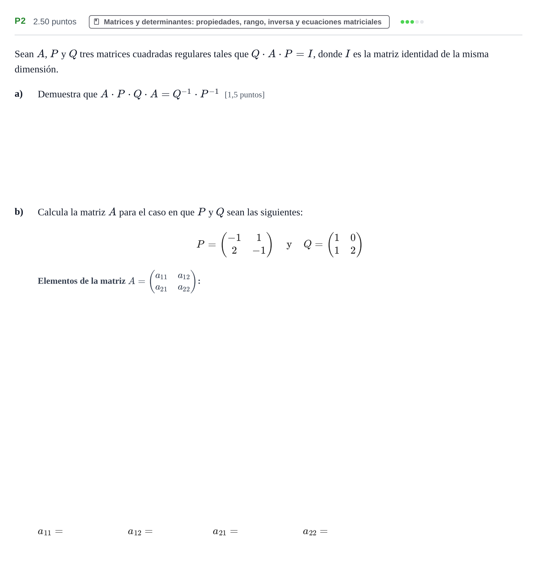 Enunciado: Ejercicio P2 · Matemáticas II PAU Navarra Extraordinaria 2024