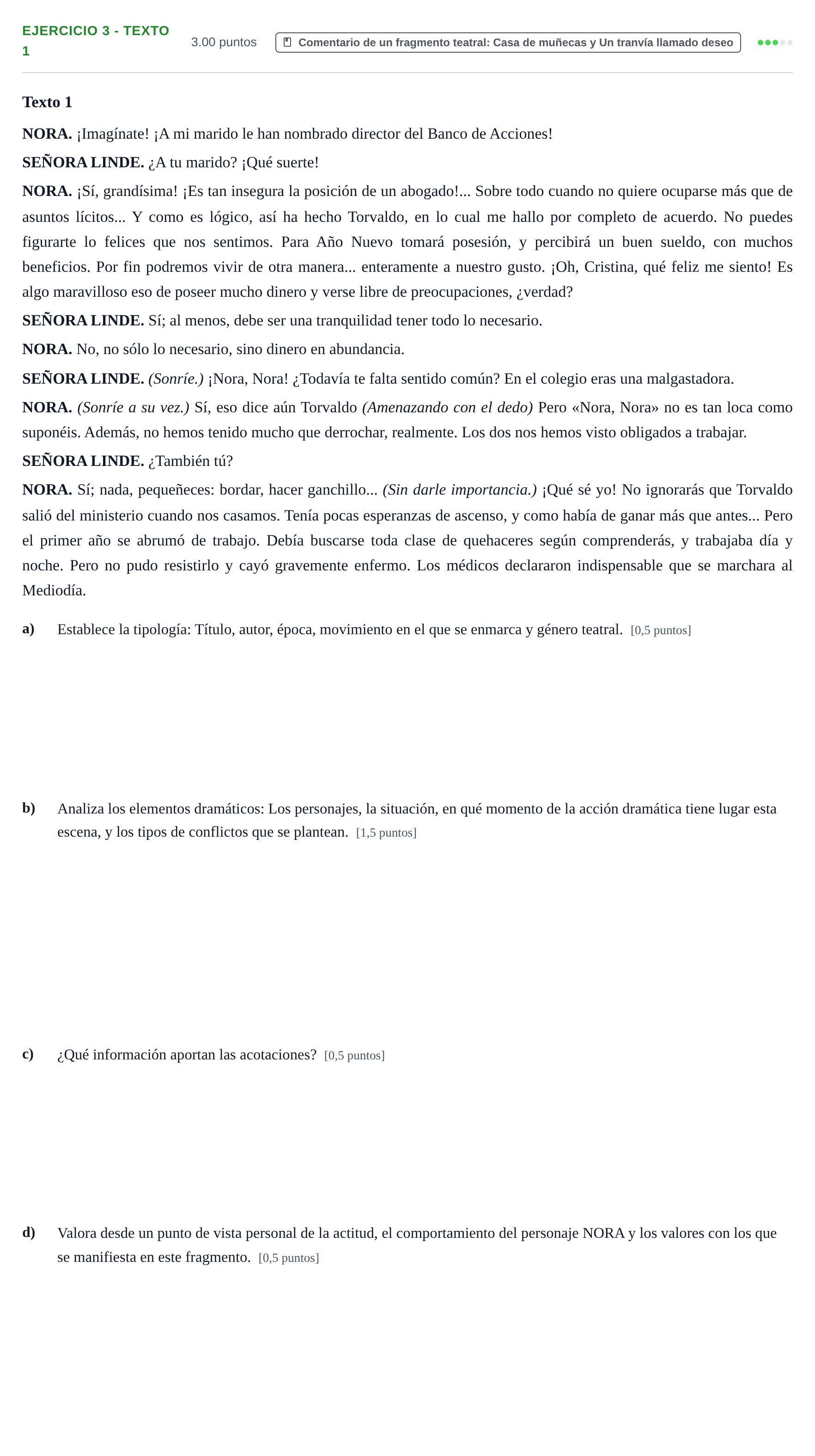 Enunciado: Ejercicio 3 - Texto 1 · Artes Escénicas PAU Navarra Extraordinaria 2024