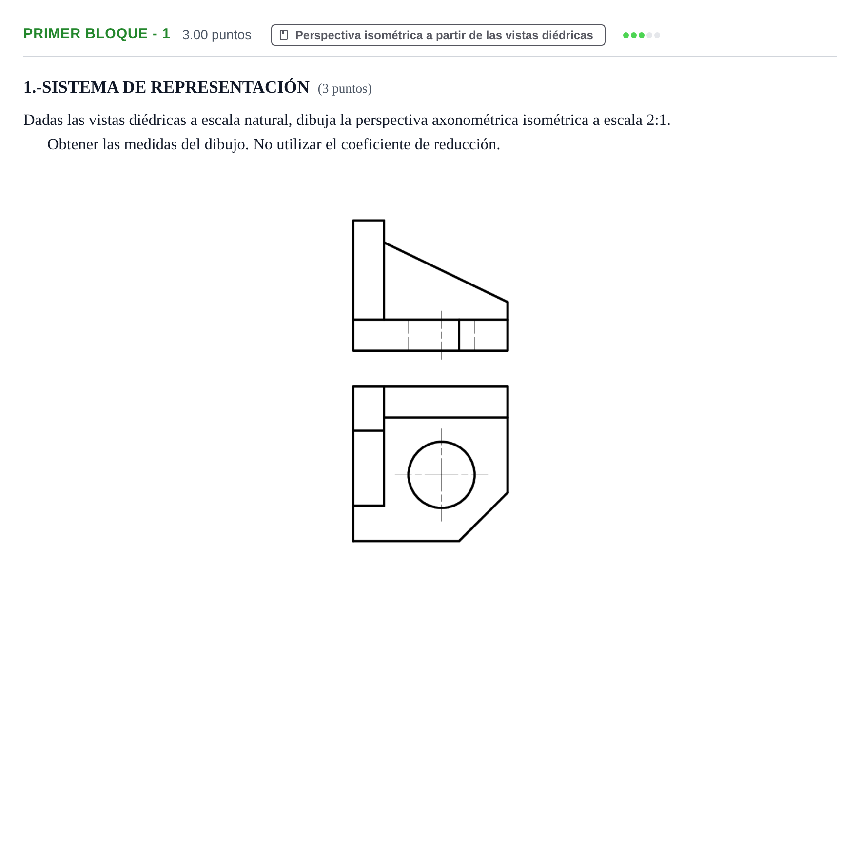 Enunciado: Ejercicio Primer Bloque - 1 · Dibujo técnico II PAU Navarra Extraordinaria 2024