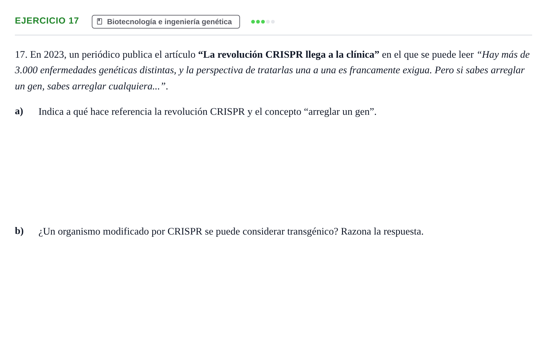 Enunciado: Problema 17 · Biología PAU Navarra Extraordinaria 2024