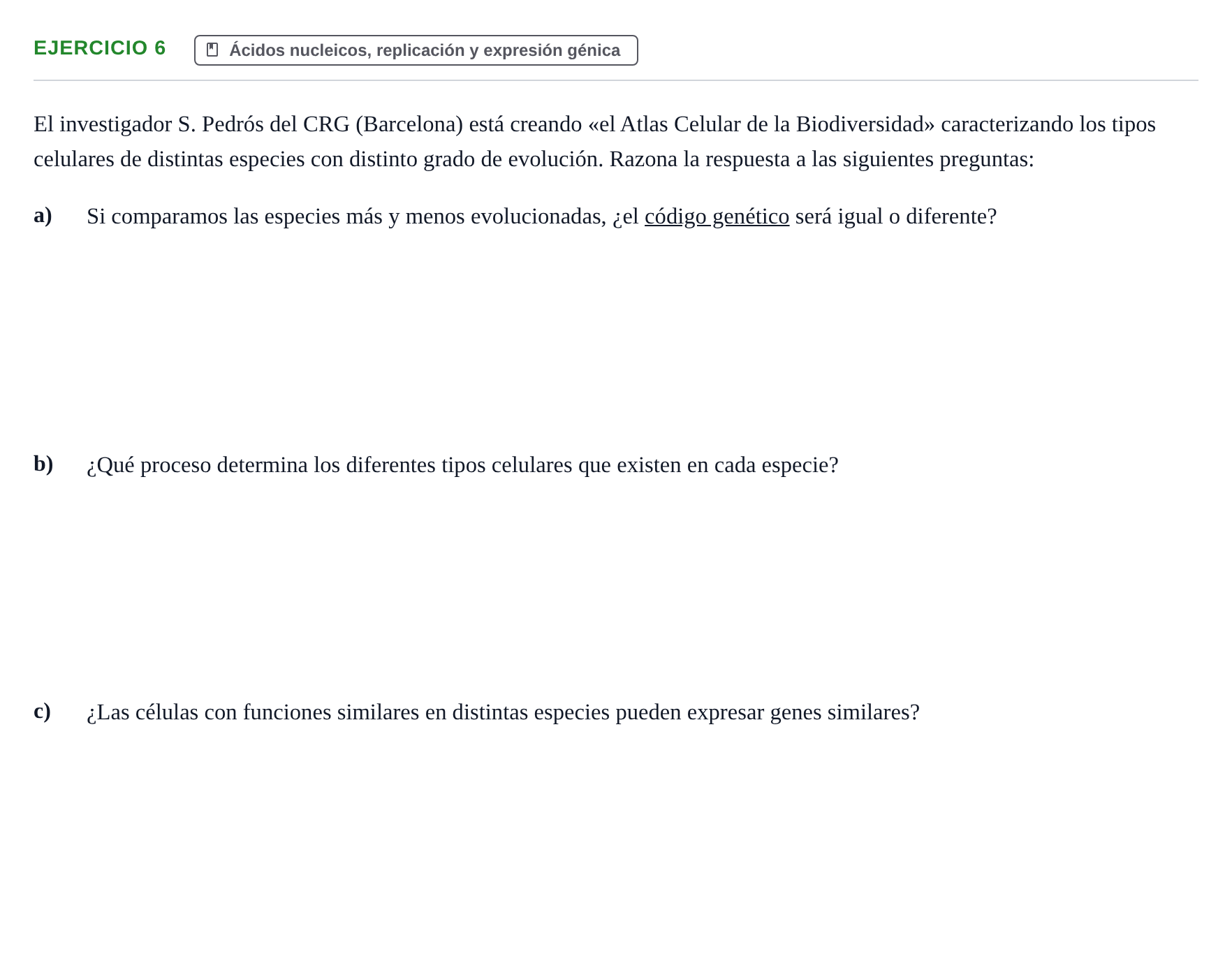 Enunciado: Problema 6 · Biología PAU Navarra Extraordinaria 2024
