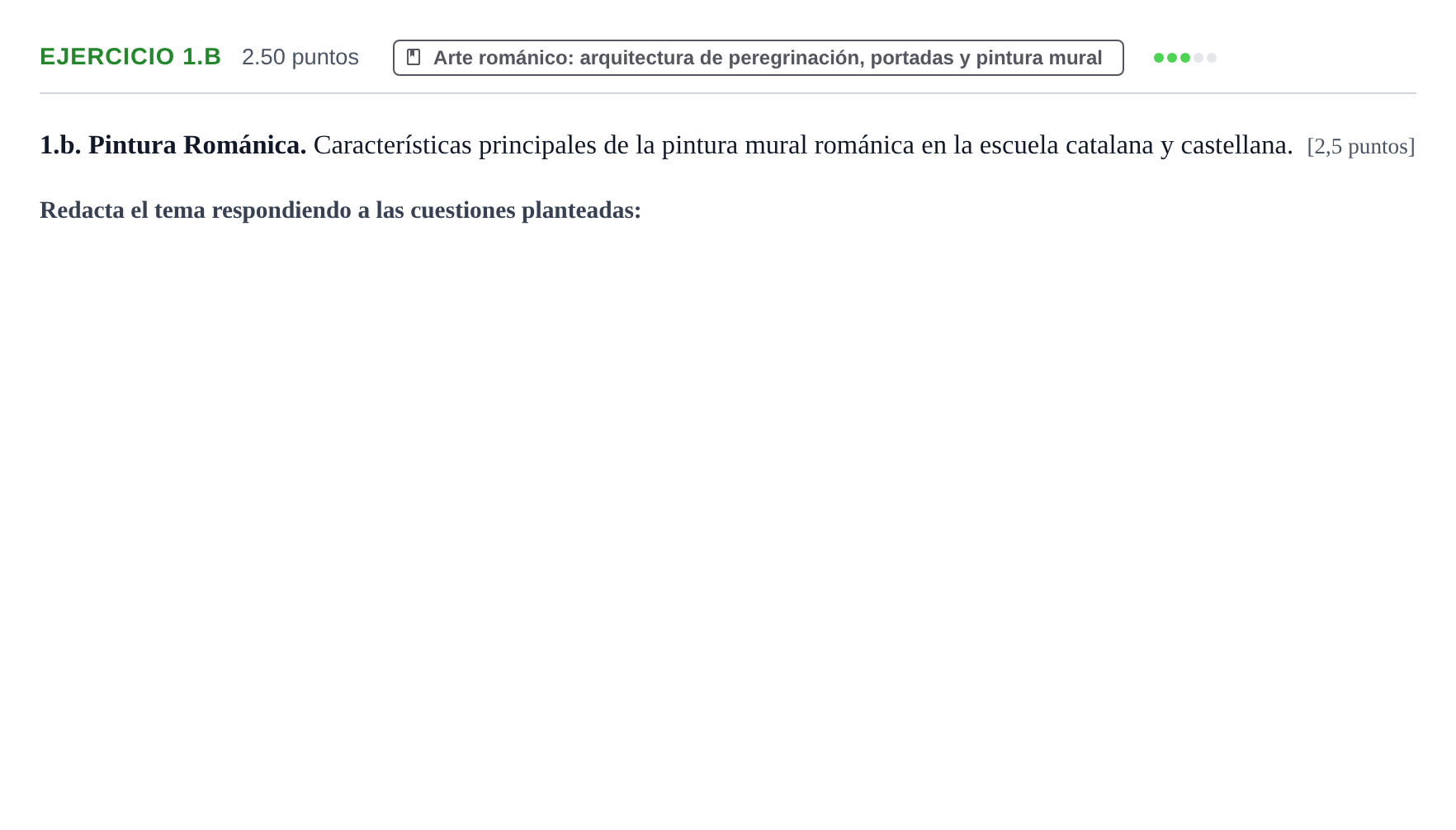 Enunciado: Ejercicio 1.b · Historia del Arte PAU Navarra Extraordinaria 2024
