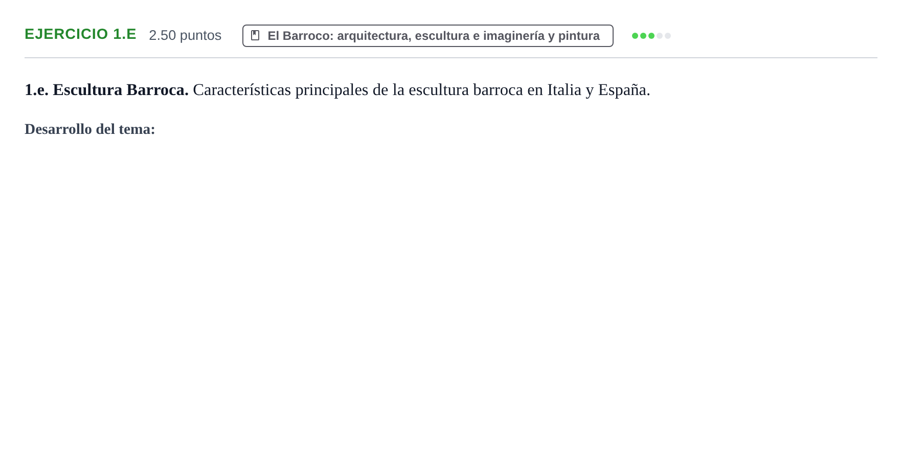 Enunciado: Ejercicio 1.e · Historia del Arte PAU Navarra Extraordinaria 2024