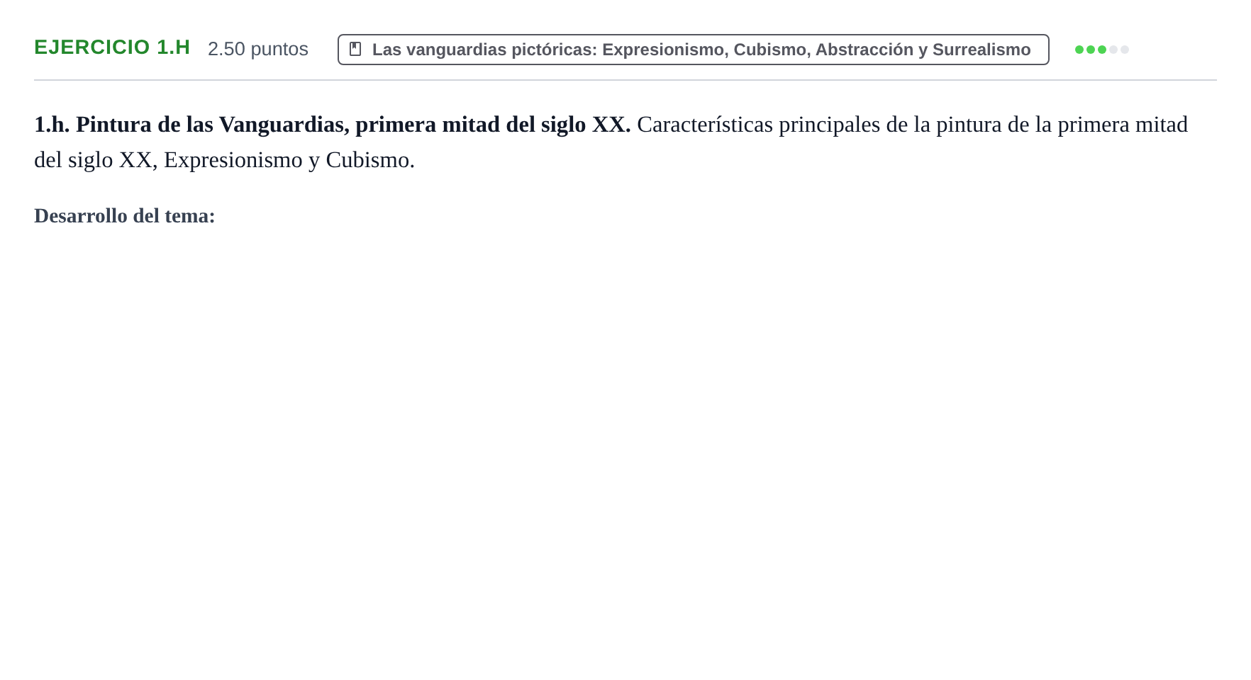 Enunciado: Ejercicio 1.h · Historia del Arte PAU Navarra Extraordinaria 2024