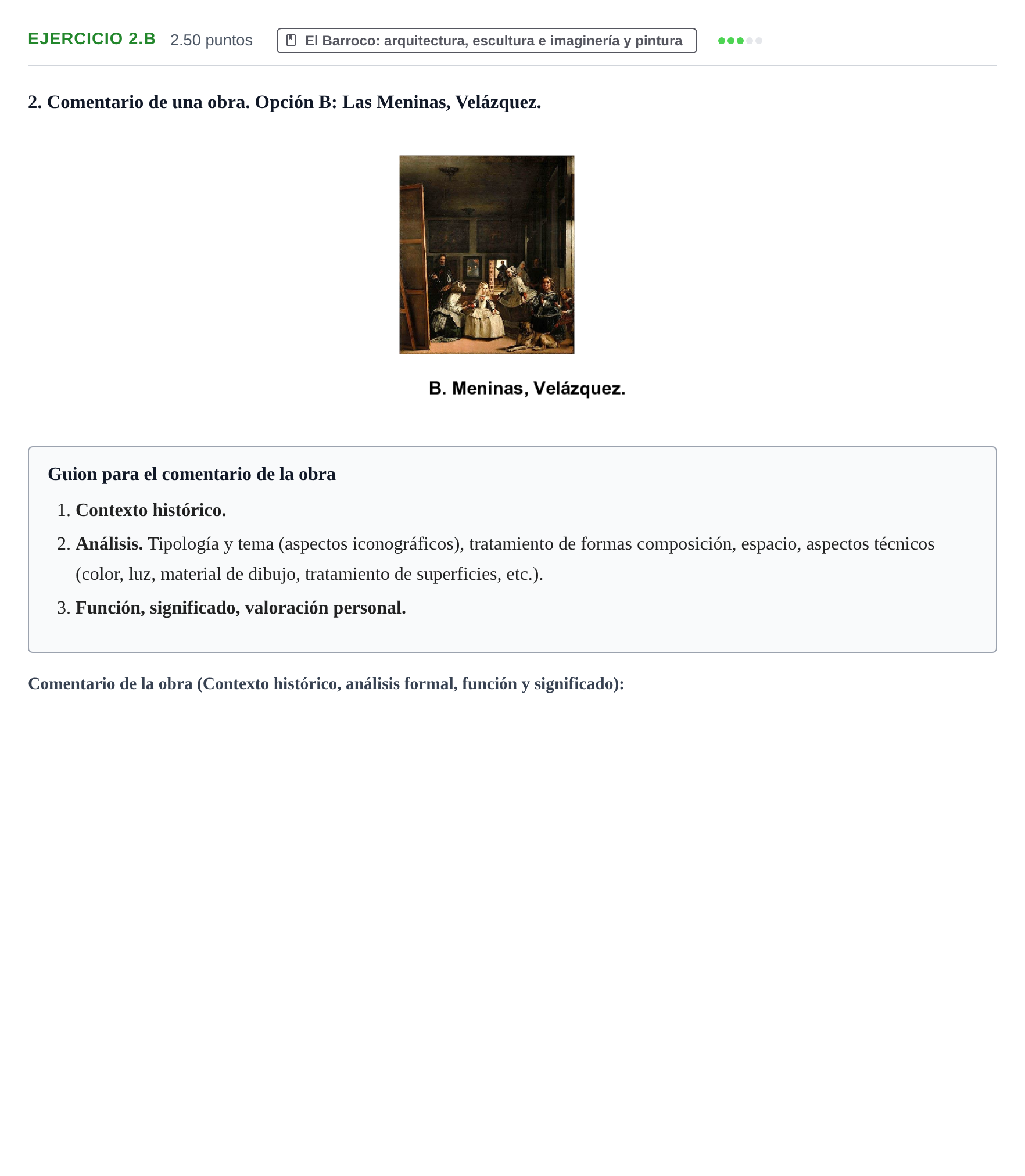 Enunciado: Ejercicio 2.B · Historia del Arte PAU Navarra Extraordinaria 2024