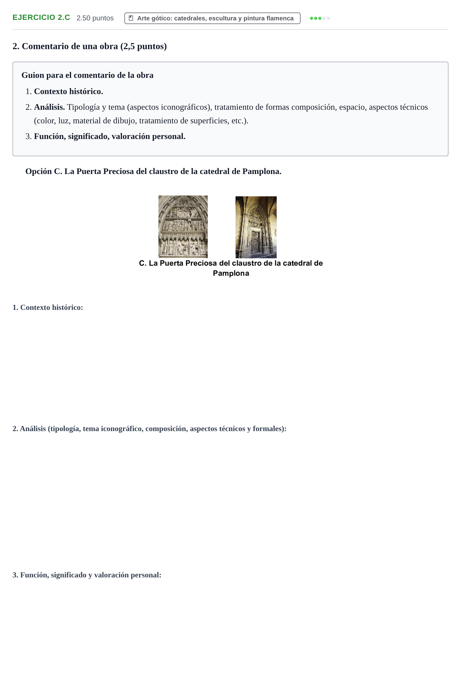 Enunciado: Ejercicio 2.C · Historia del Arte PAU Navarra Extraordinaria 2024