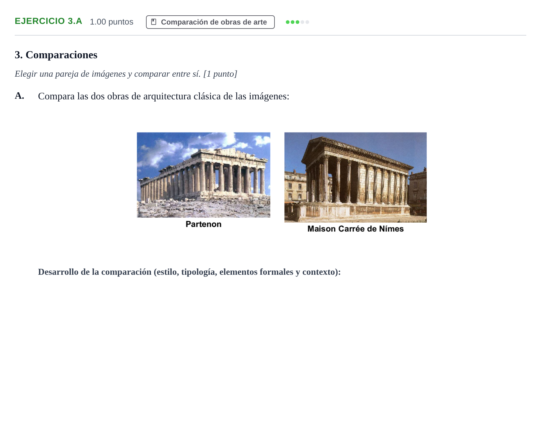 Enunciado: Ejercicio 3.A · Historia del Arte PAU Navarra Extraordinaria 2024