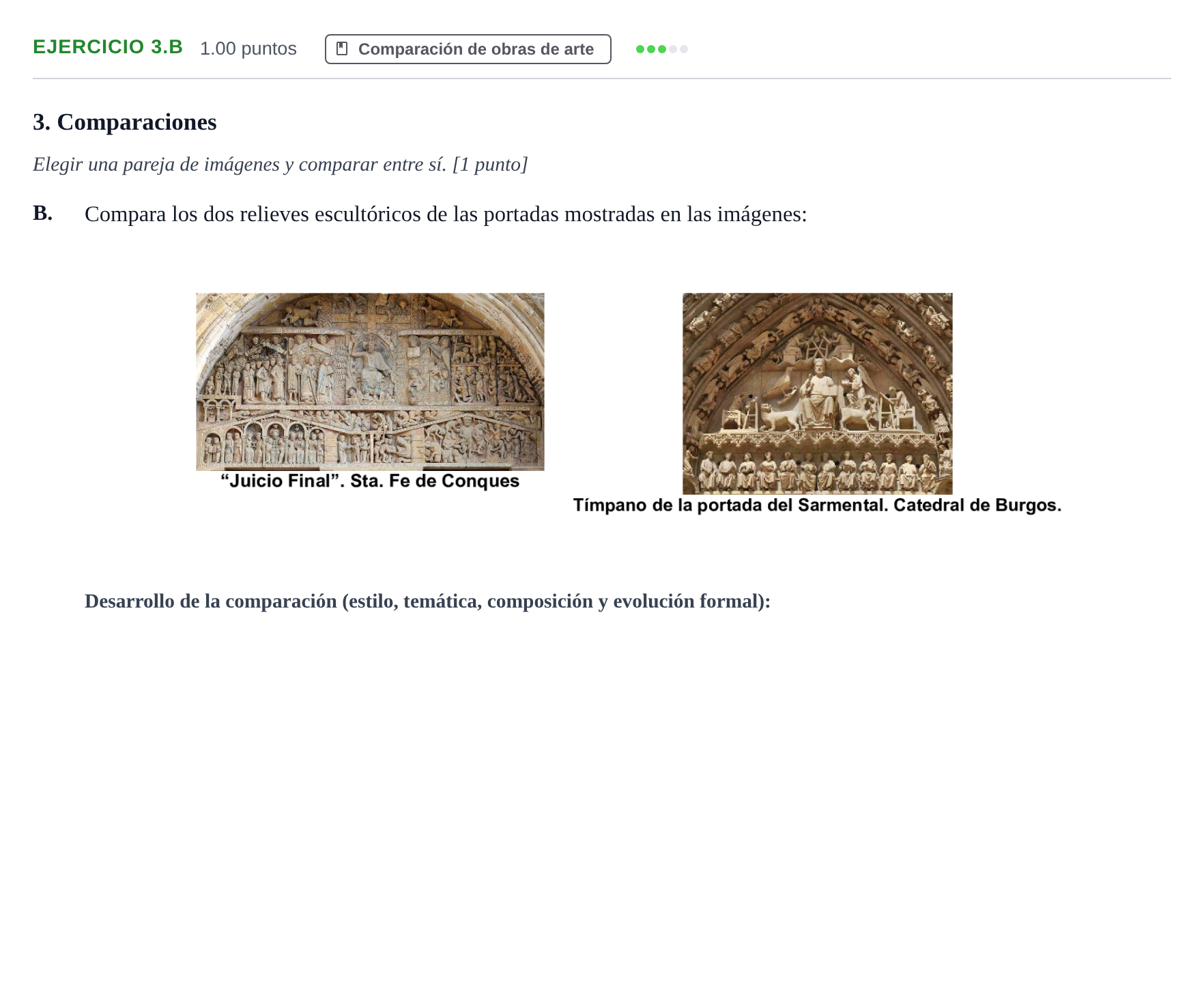 Enunciado: Ejercicio 3.B · Historia del Arte PAU Navarra Extraordinaria 2024