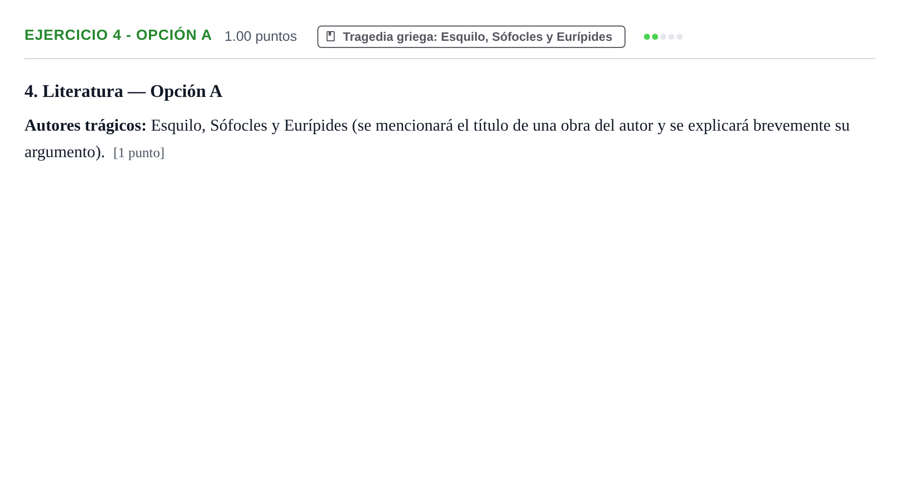 Enunciado: Ejercicio 4 - Opción A · Griego II PAU Navarra Extraordinaria 2024