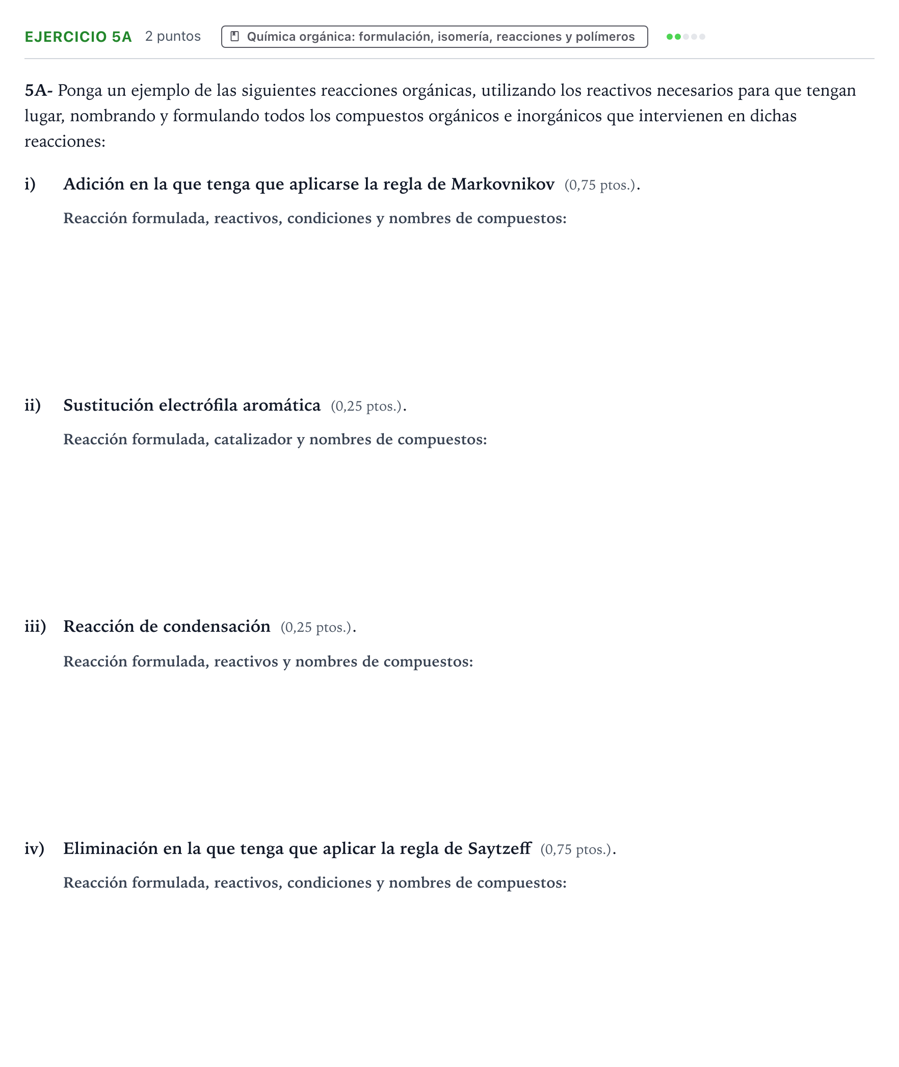 Enunciado: Ejercicio 5A · Química PAU Navarra Extraordinaria 2024