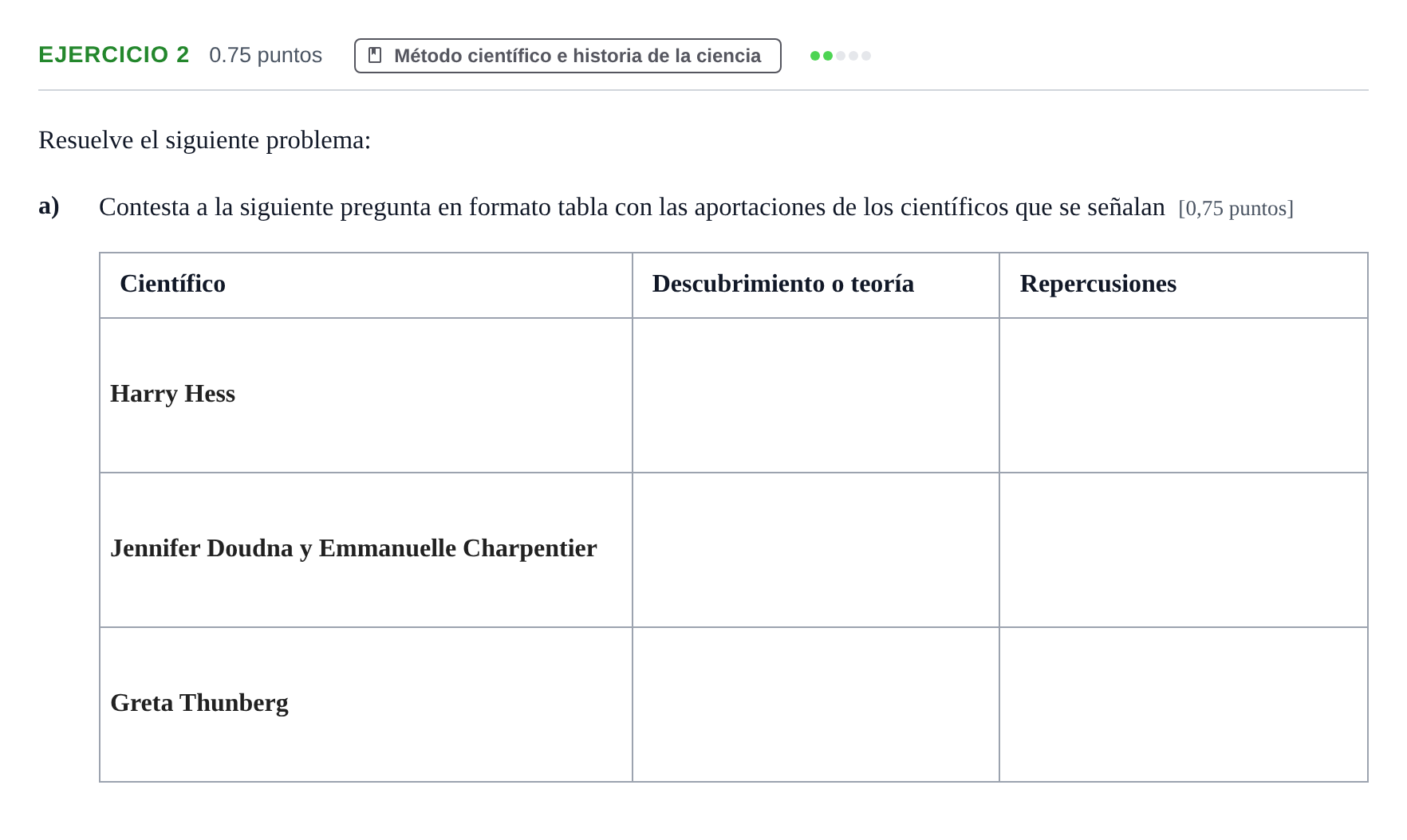 Enunciado: Ejercicio 2 - Método científico e historia de la ciencia · Ciencias Generales PAU Navarra Ordinaria 2024