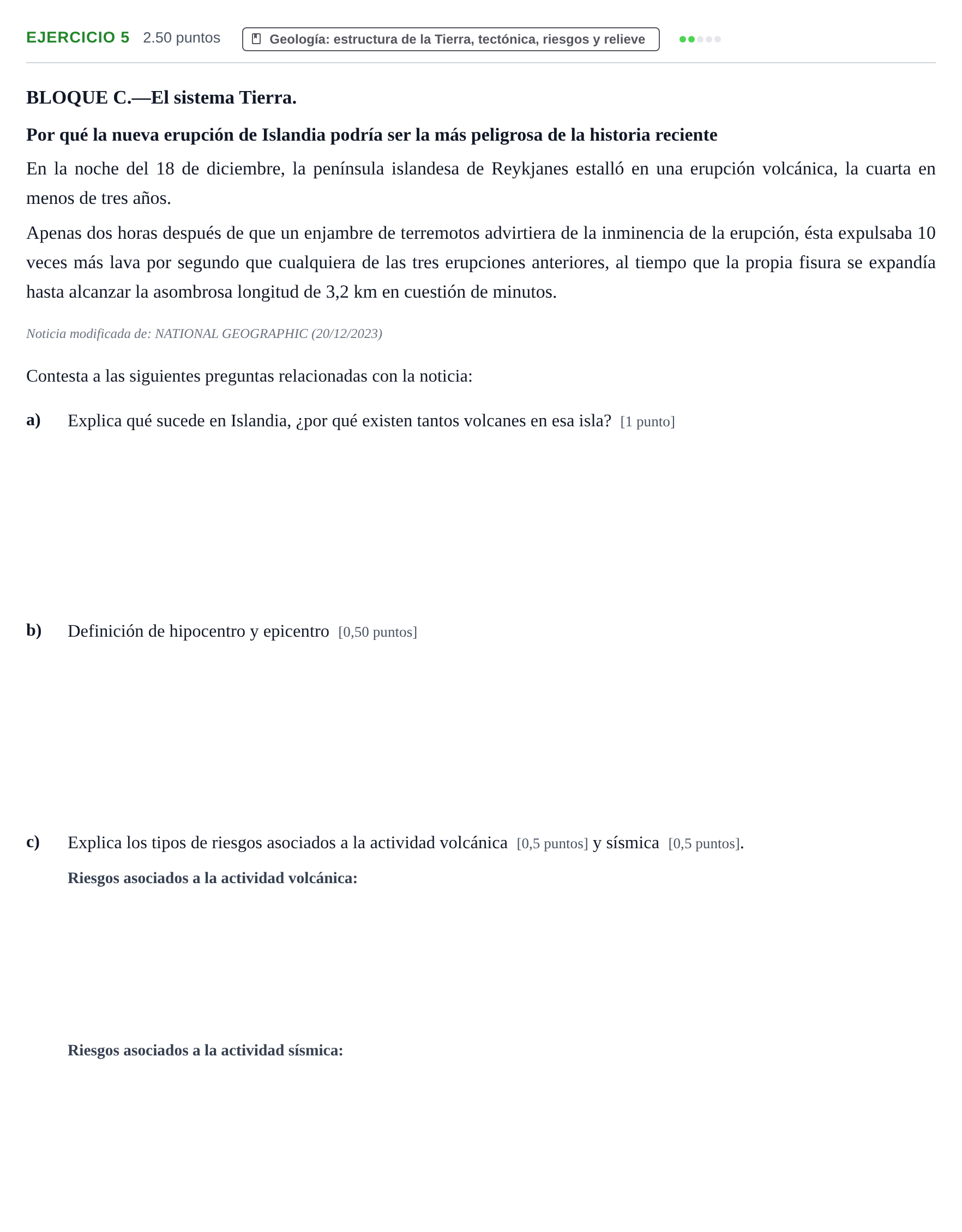 Enunciado: Problema 5 · Ciencias Generales PAU Navarra Ordinaria 2024