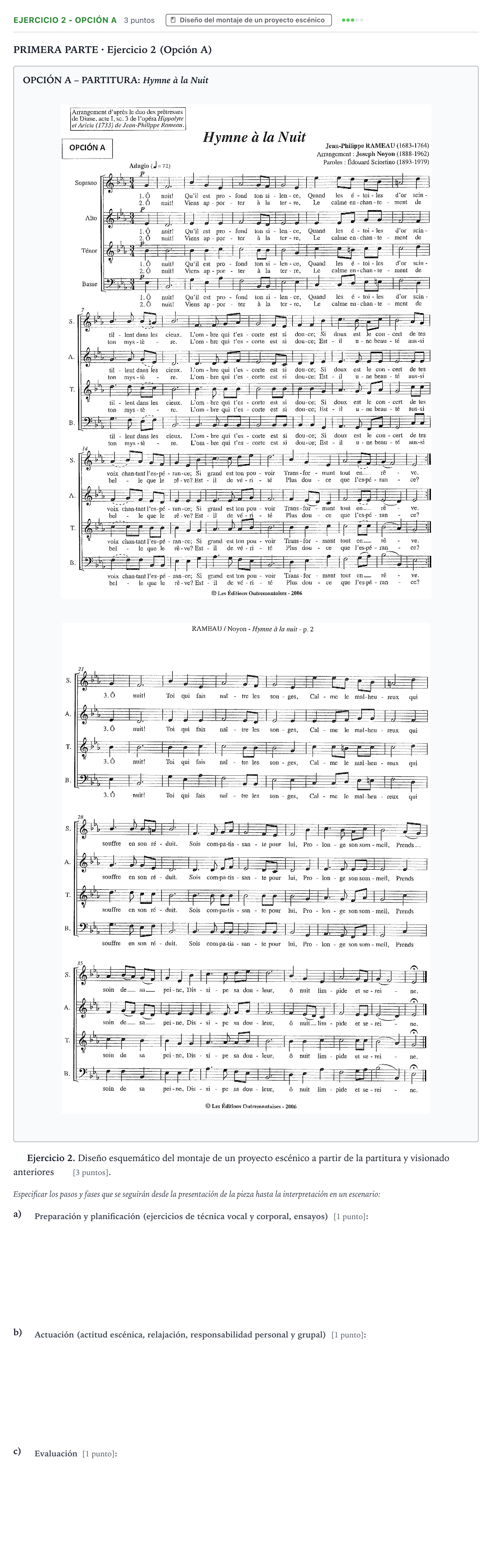 Enunciado: Ejercicio 2 - Opción A · Coro y Técnica Vocal PAU Navarra Ordinaria 2024