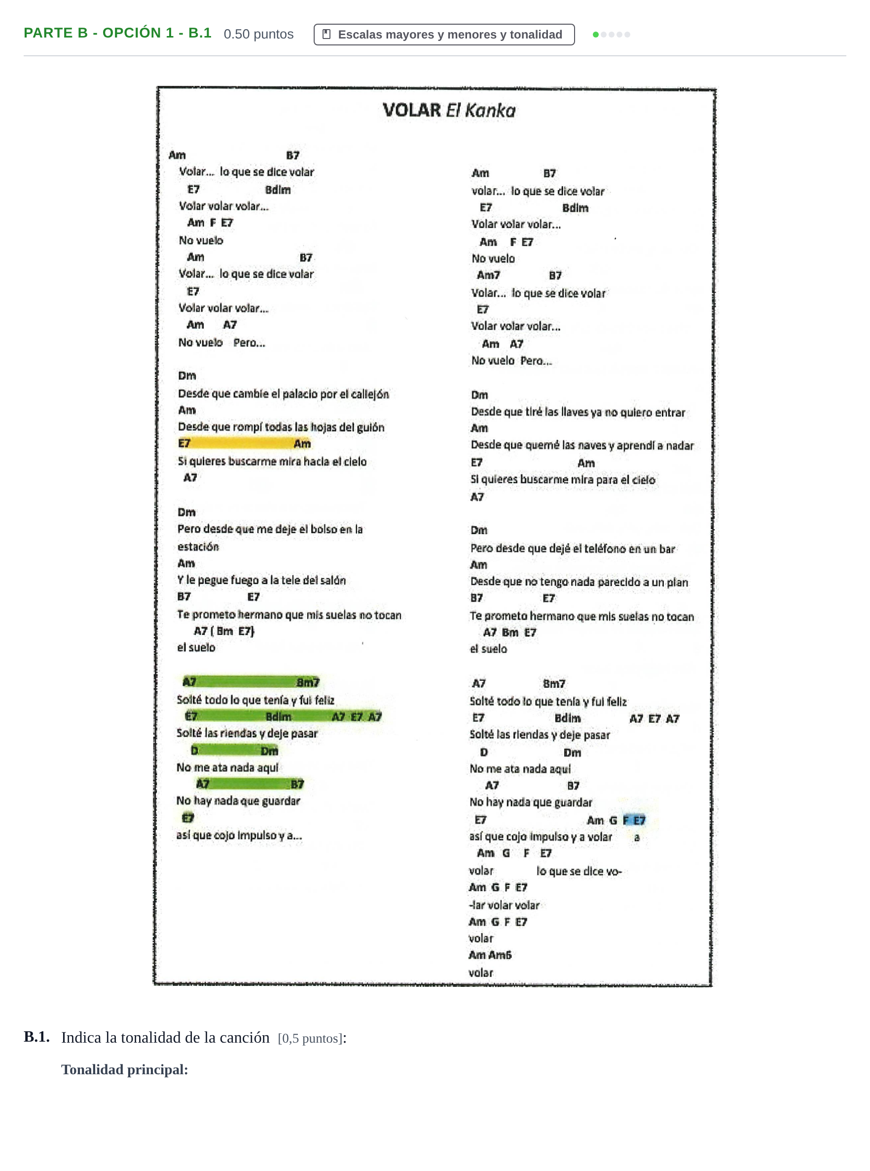 Enunciado: Ejercicio Parte B - Opción 1 - B.1 · Análisis Musical II PAU Navarra Ordinaria 2024