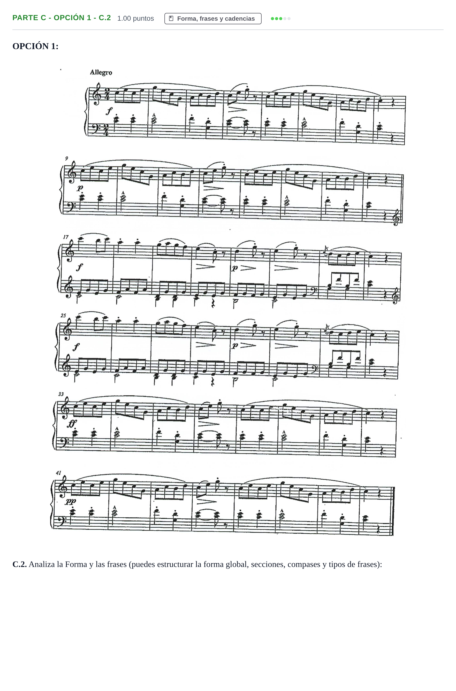 Enunciado: Ejercicio Parte C - Opción 1 - C.2 · Análisis Musical II PAU Navarra Ordinaria 2024