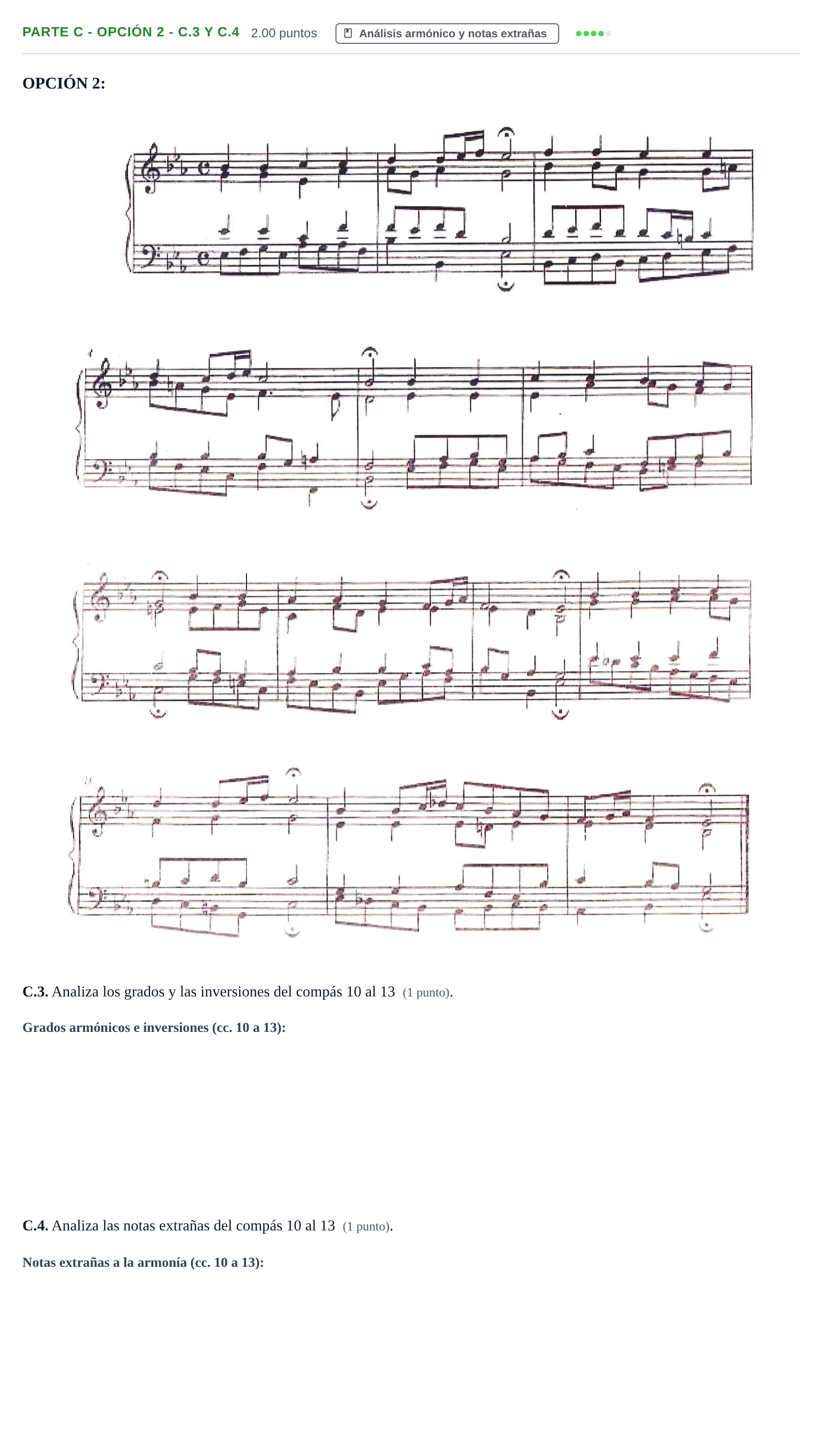 Enunciado: Ejercicio Parte C - Opción 2 - C.3 y C.4 · Análisis Musical II PAU Navarra Ordinaria 2024