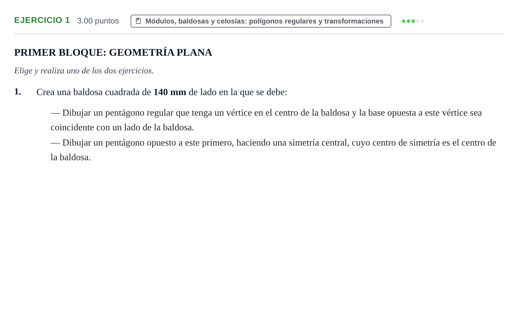 Enunciado: Problema 1 · Dibujo Técnico Aplicado a las Artes Plásticas y al Diseño PAU Navarra Ordinaria 2024
