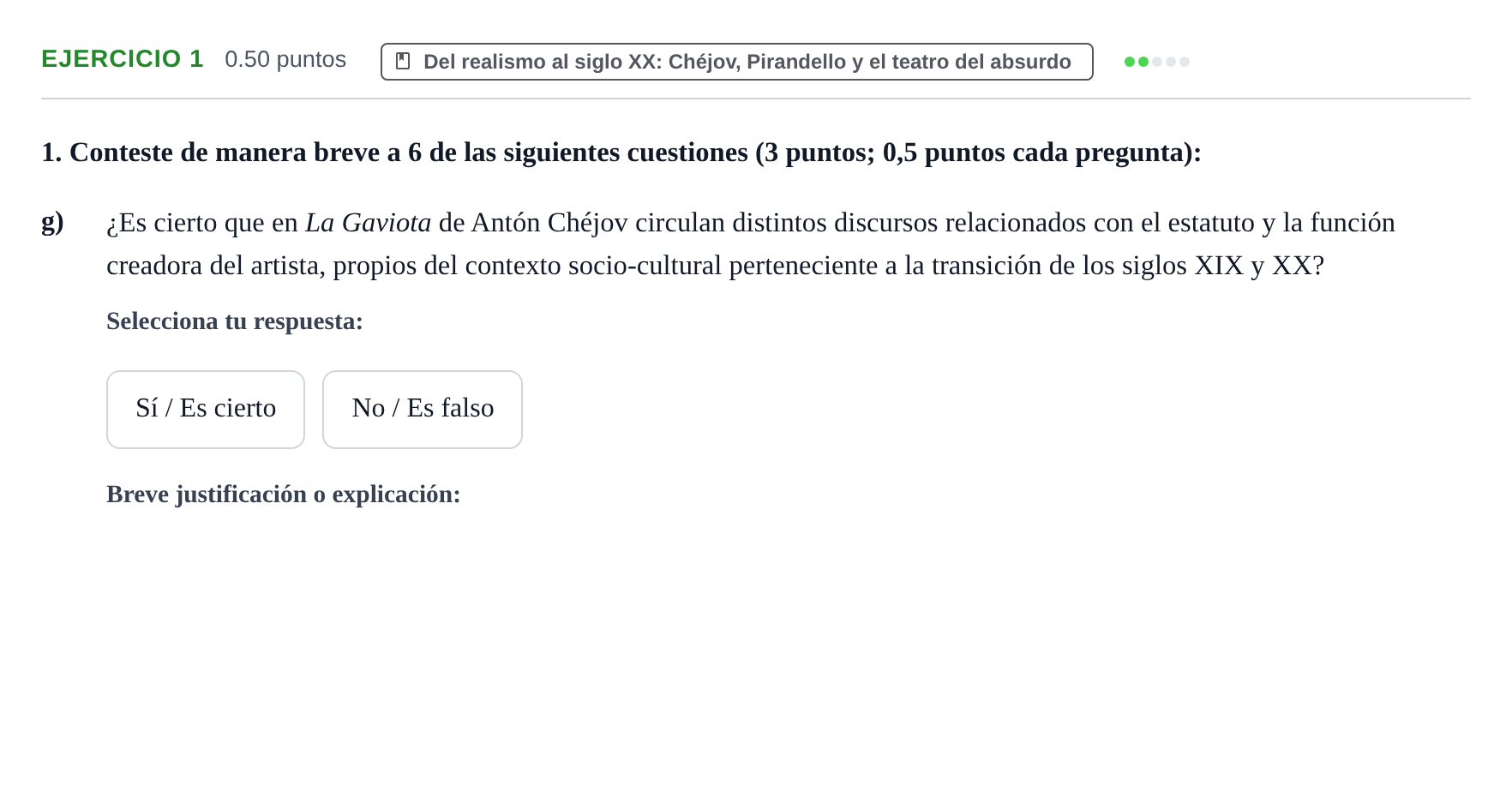Enunciado: Ejercicio 1 - Del realismo al siglo XX · Literatura Dramática PAU Navarra Ordinaria 2024