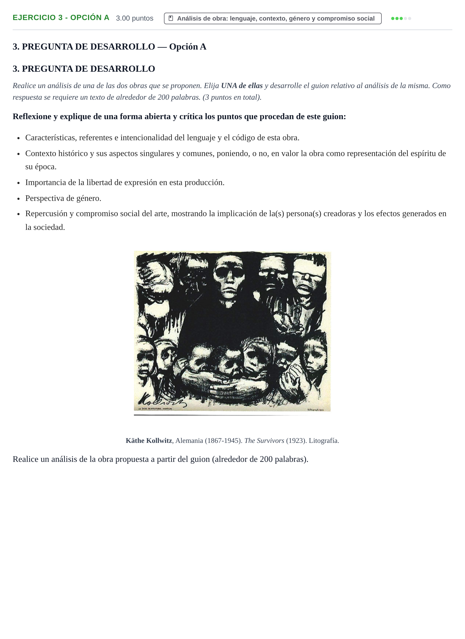 Enunciado: Ejercicio 3 - Opción A · Movimientos Culturales y Artísticos PAU Navarra Ordinaria 2024