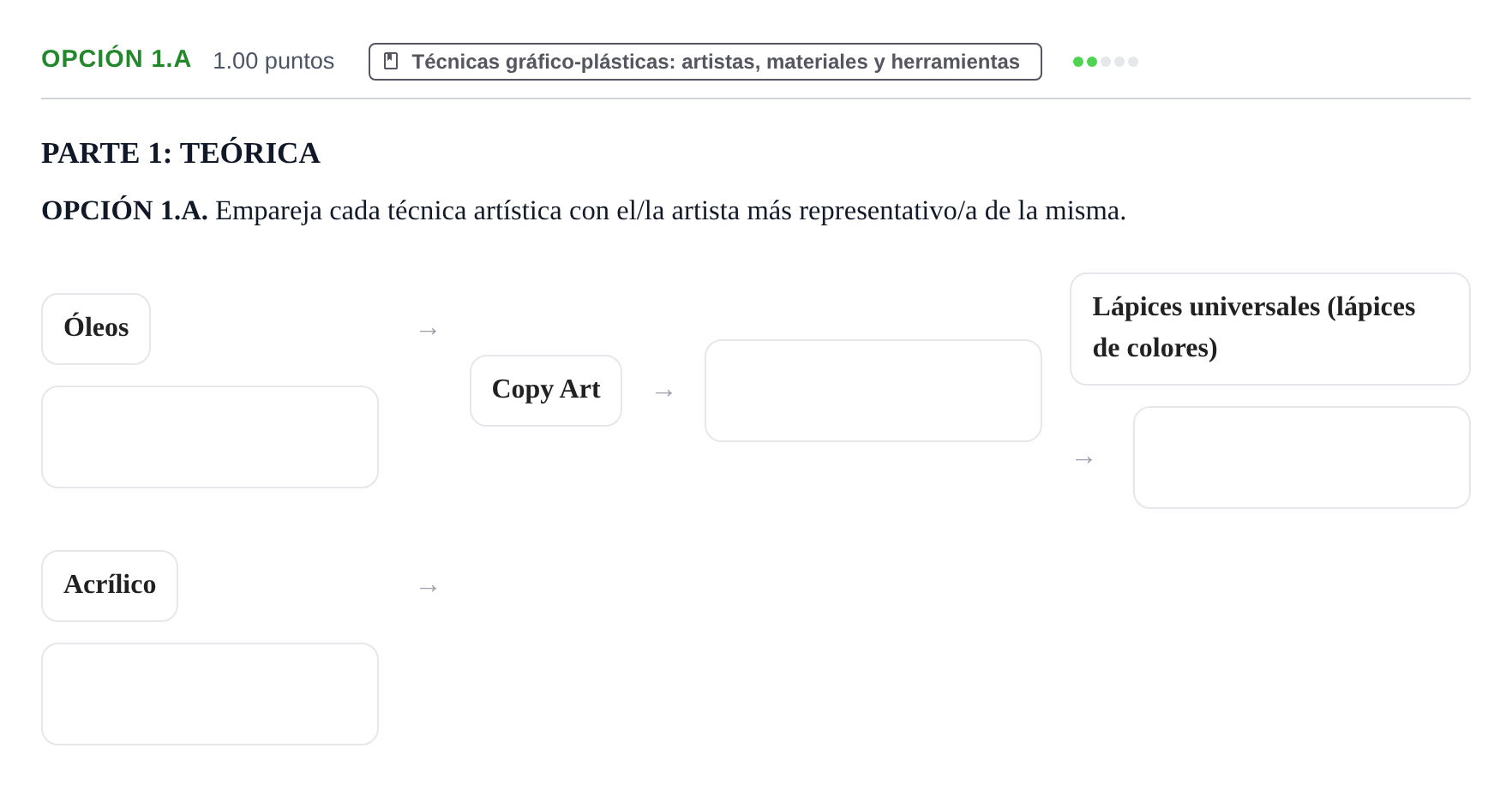 Enunciado: Opción 1.A · Técnicas de Expresión Gráfico-Plástica PAU Navarra Extraordinaria 2024