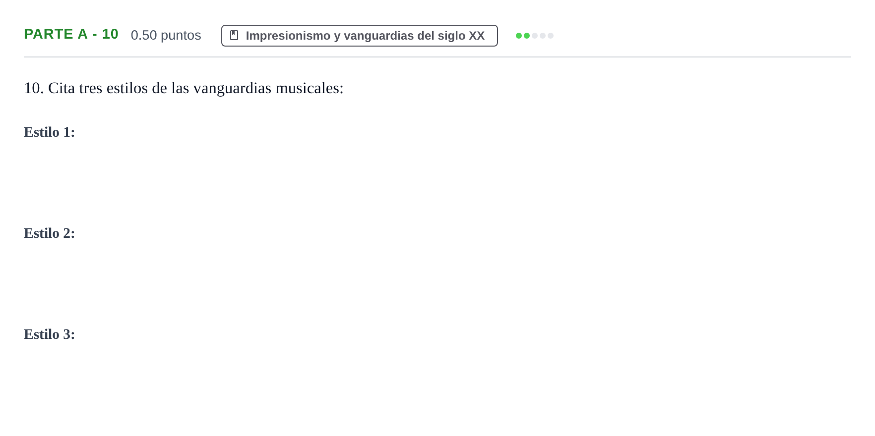 Enunciado: Ejercicio Parte A - 10 · Historia de la Música y de la Danza PAU Navarra Ordinaria 2024