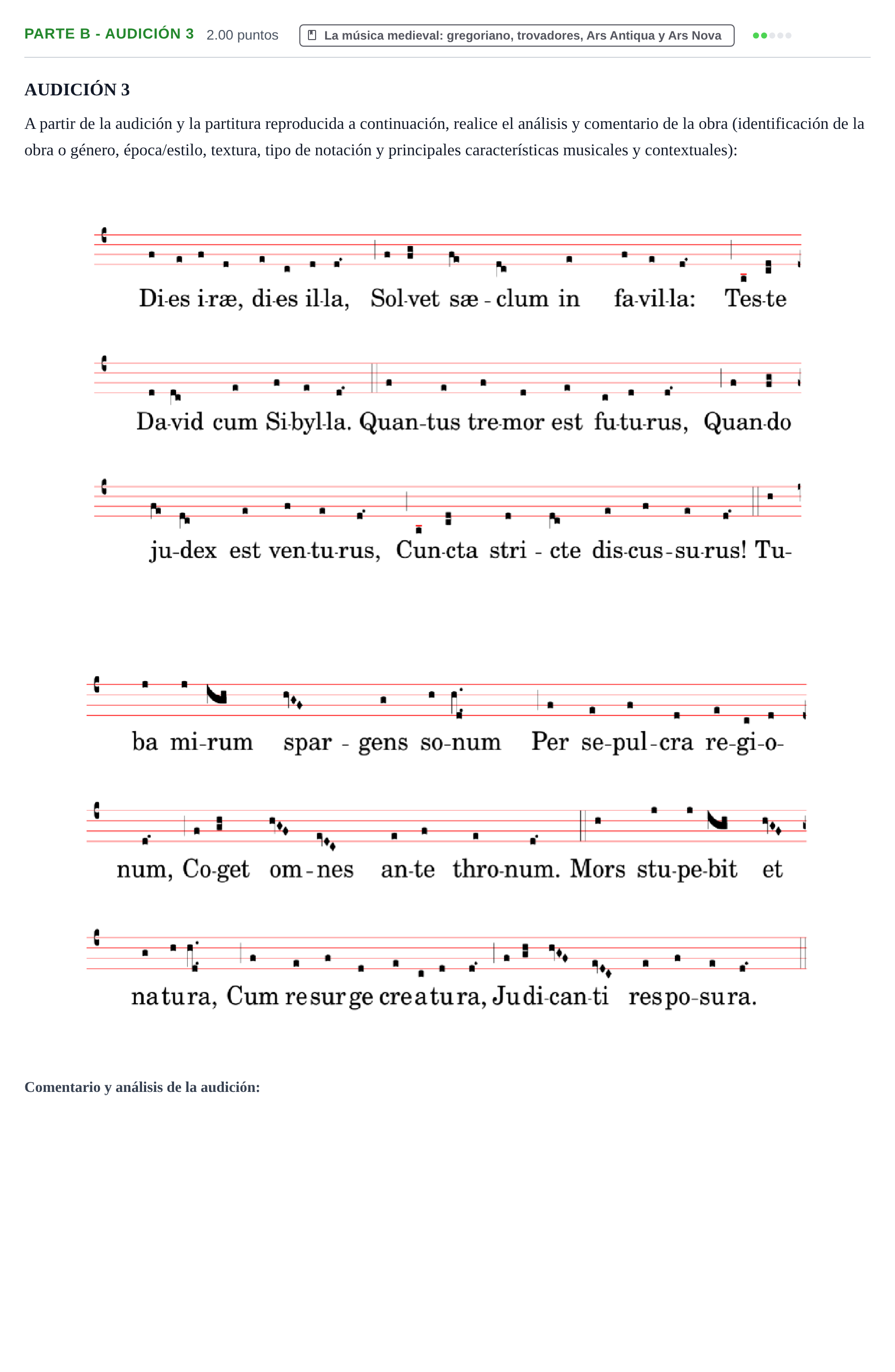 Enunciado: Ejercicio Parte B - Audición 3 · Historia de la Música y de la Danza PAU Navarra Extraordinaria 2024