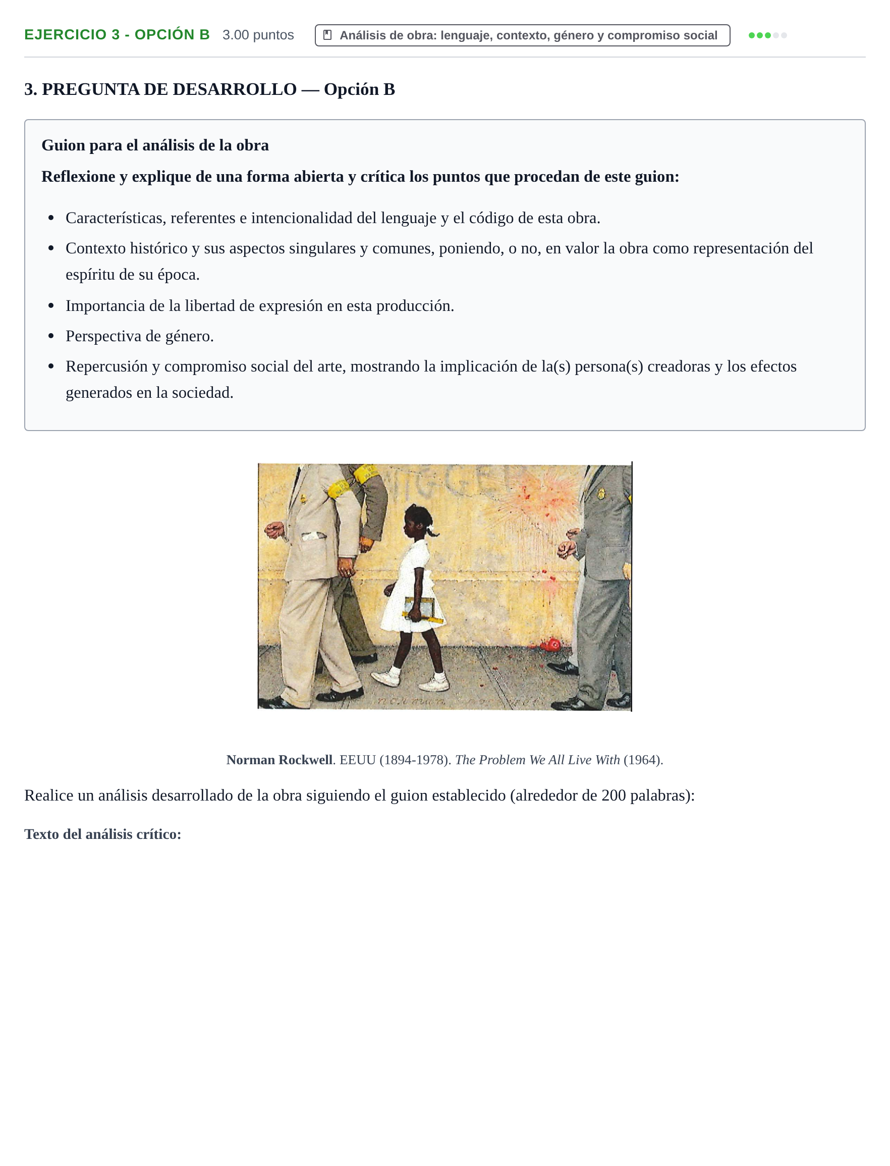Enunciado: Ejercicio 3 - Opción B · Movimientos Culturales y Artísticos PAU Navarra Extraordinaria 2024